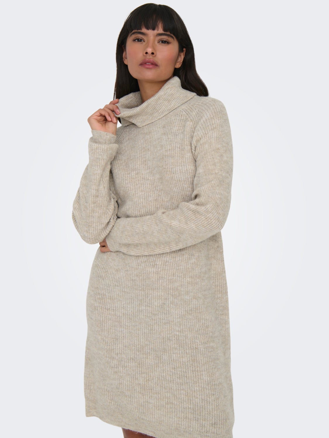 Mini roll neck knitted dress