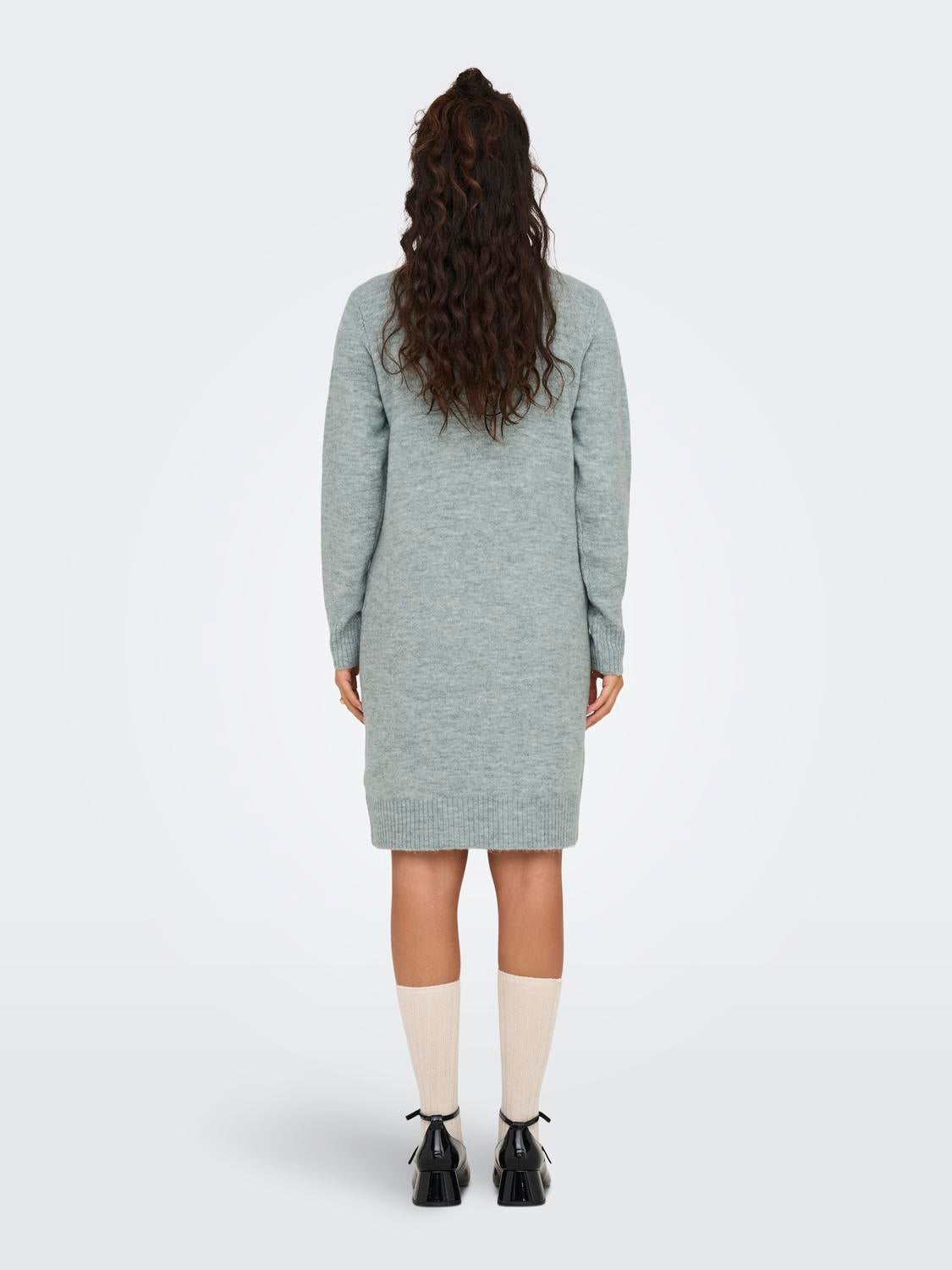 Mini high neck knitted dress