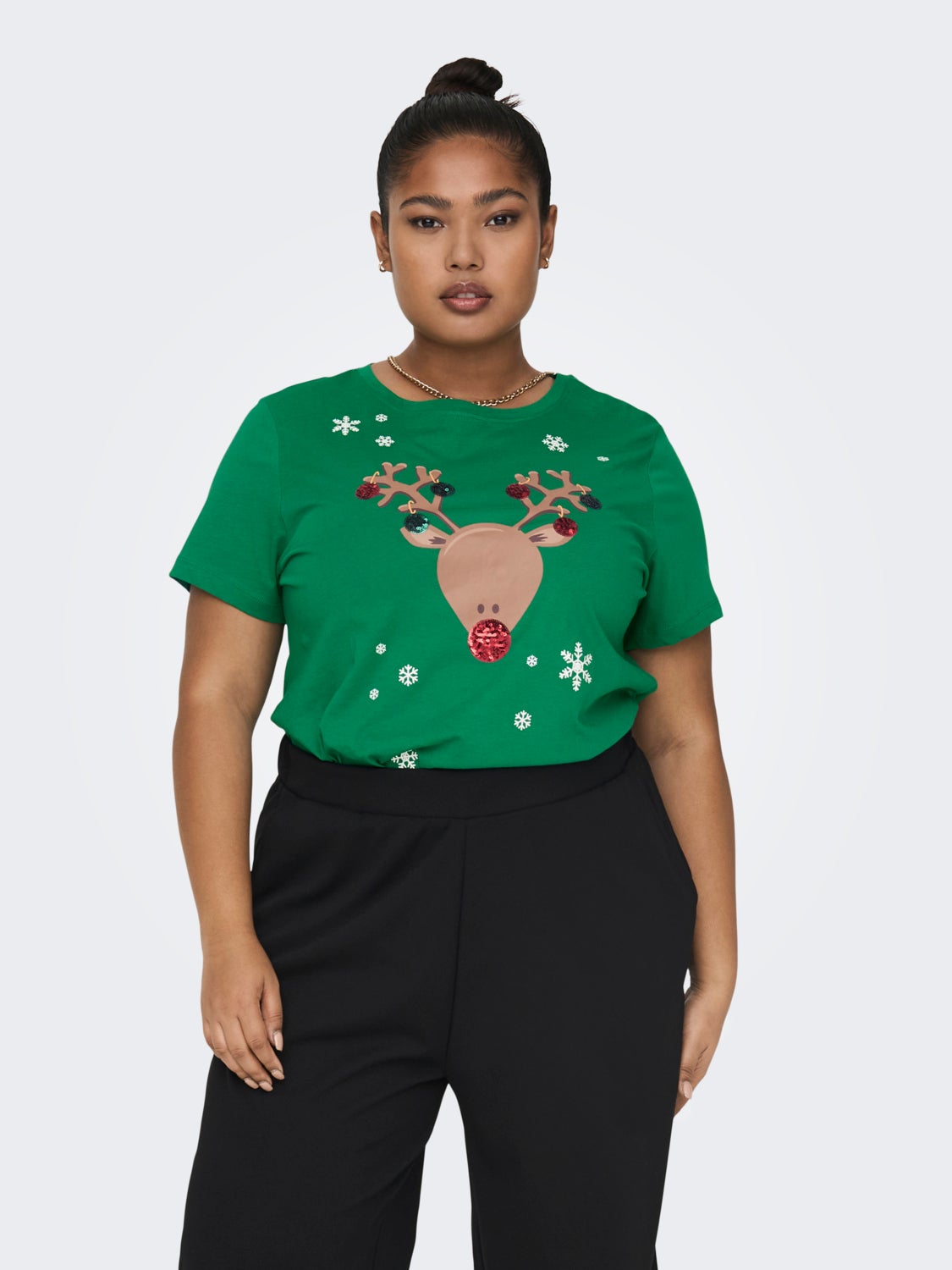 Curvy christmas detailed t-shirt
