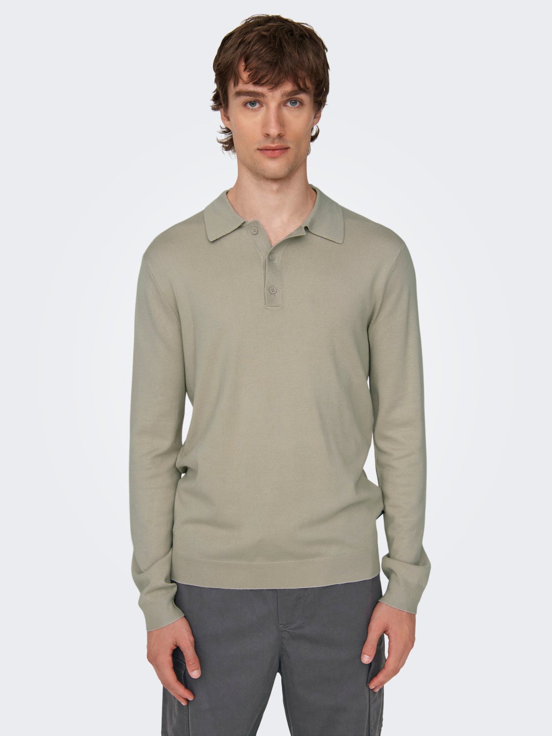 Knit polo with long sleeves