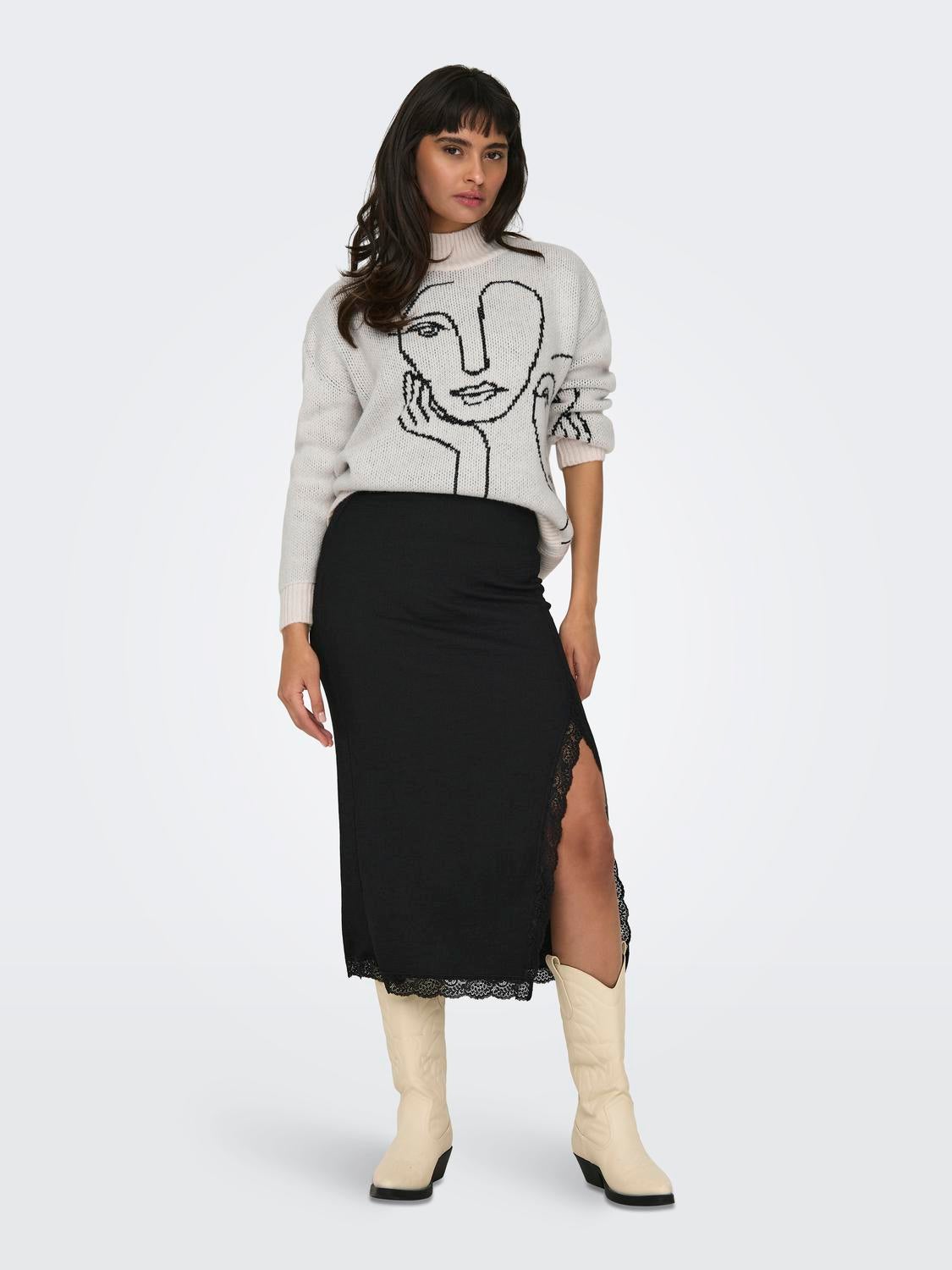 Midi skirt with slits