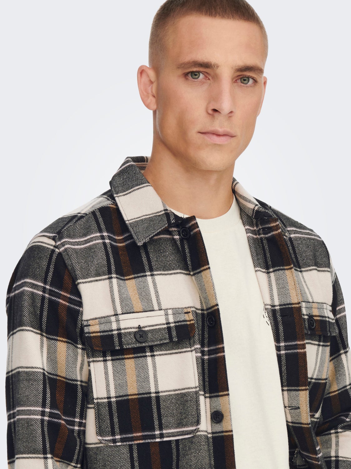 Loose Fit Checked twill overshirt