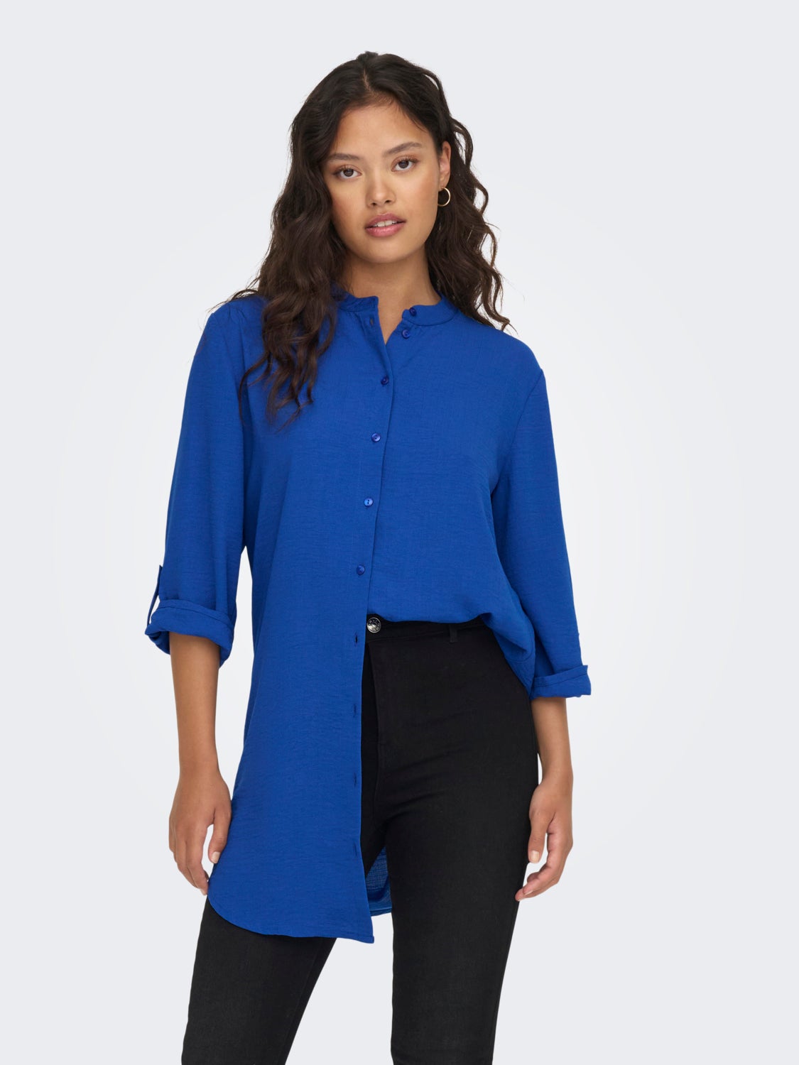 Mini shirt dress with china collar