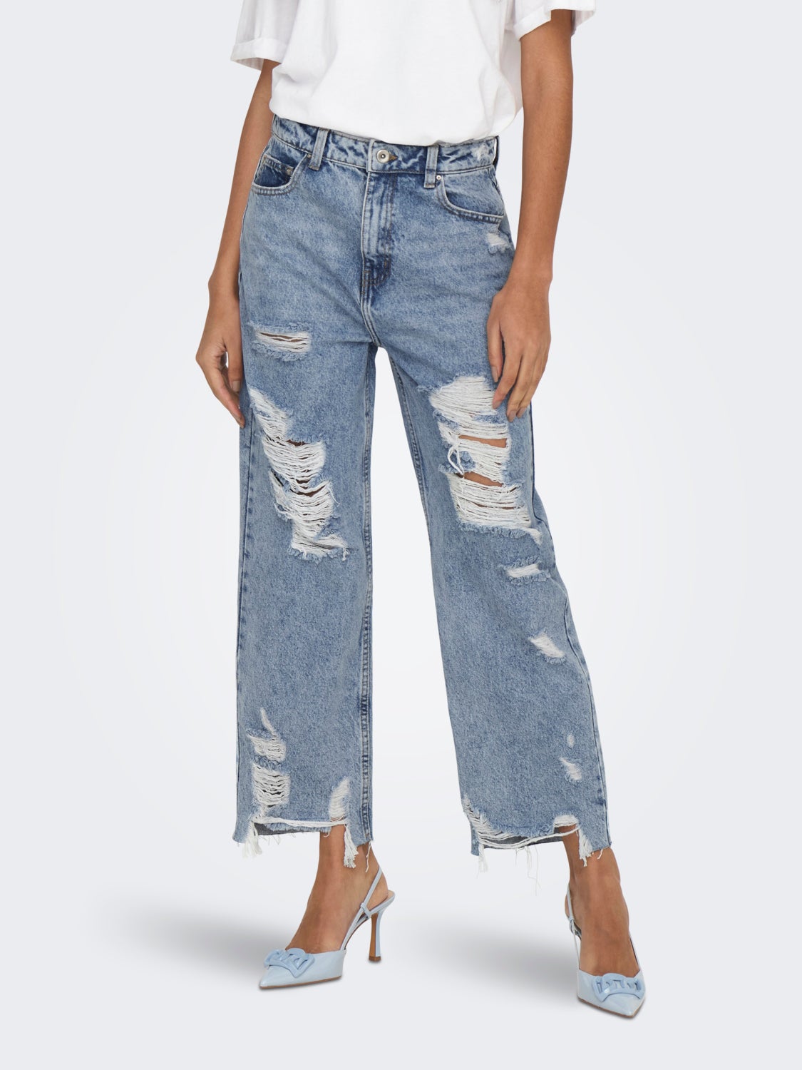 ONLDad high waist destroy Flared Jeans