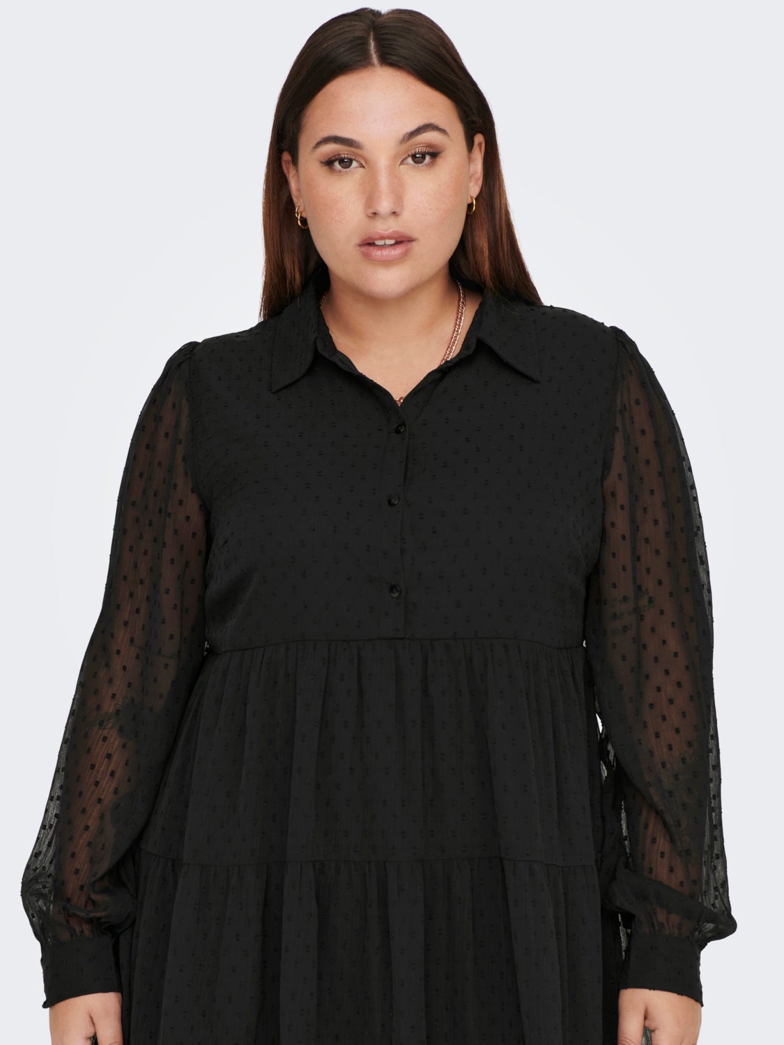 Curvy mesh detail dress