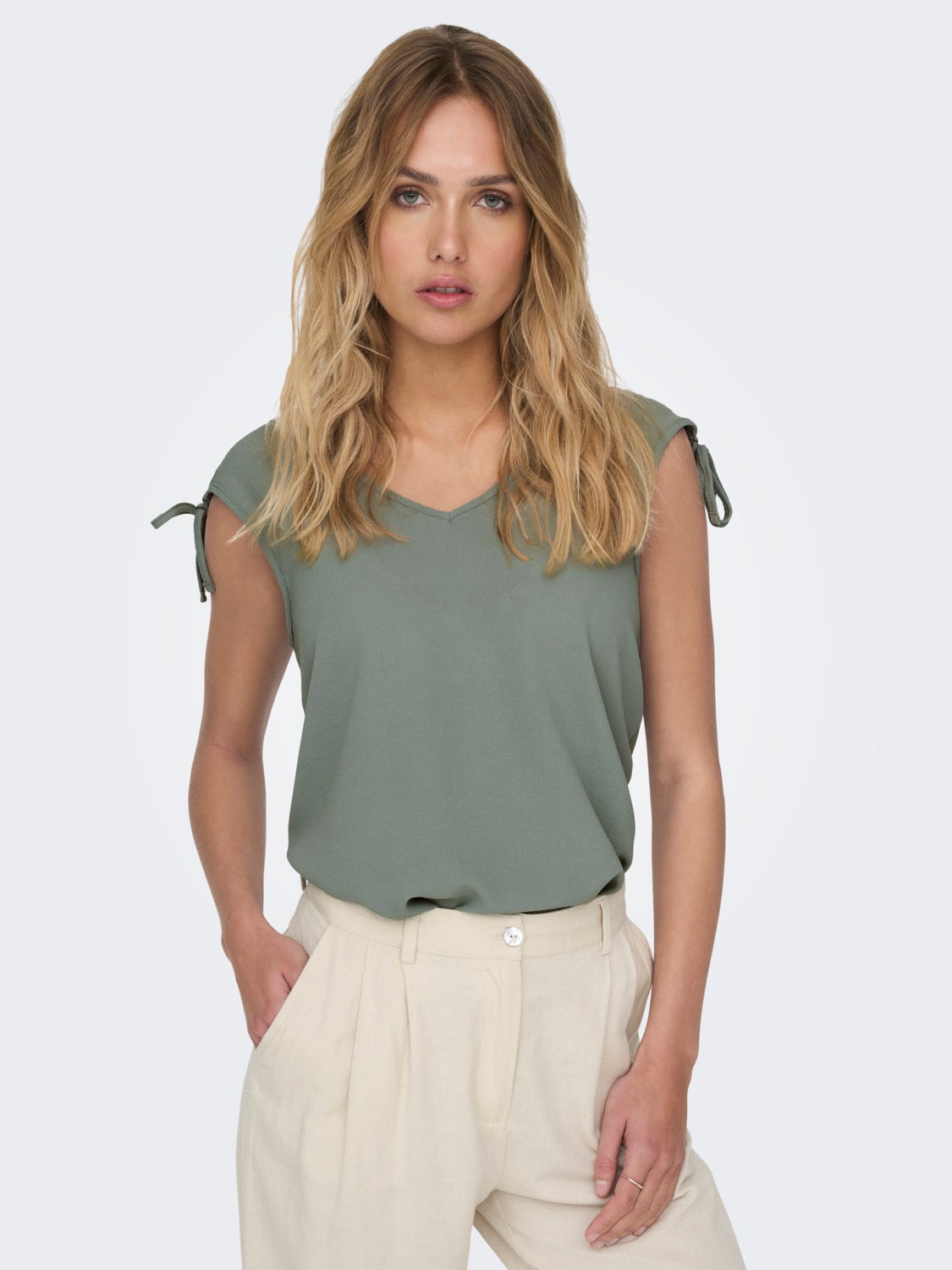 V-Neck Top With Strap Details