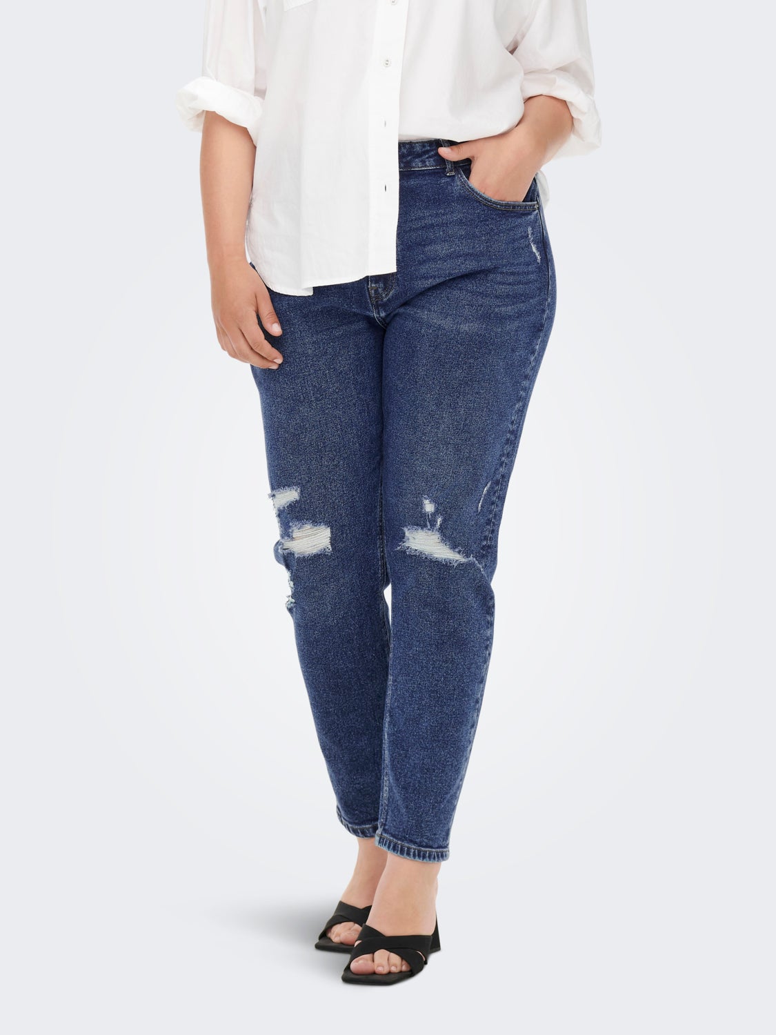 Curvy CARENEDA HW ANK DEST mom jeans