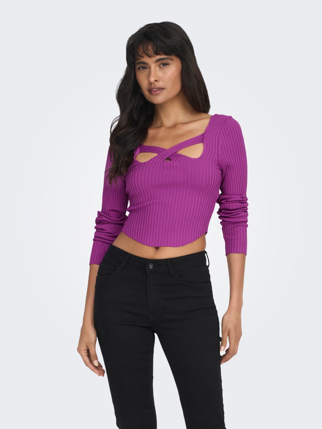 Knitted top with square neck