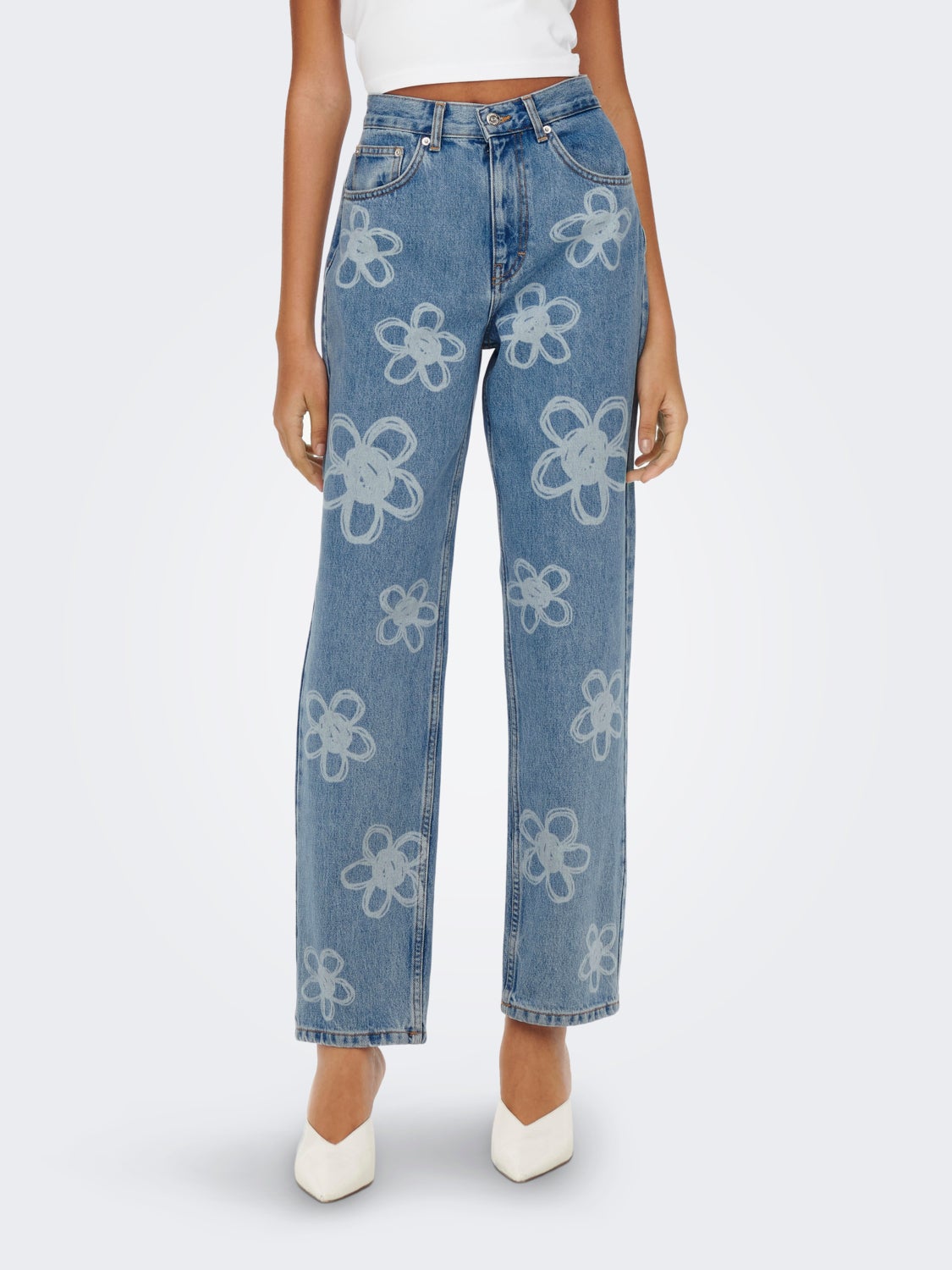 NEOFlower ex highwaisted flower printed Cropped jeans