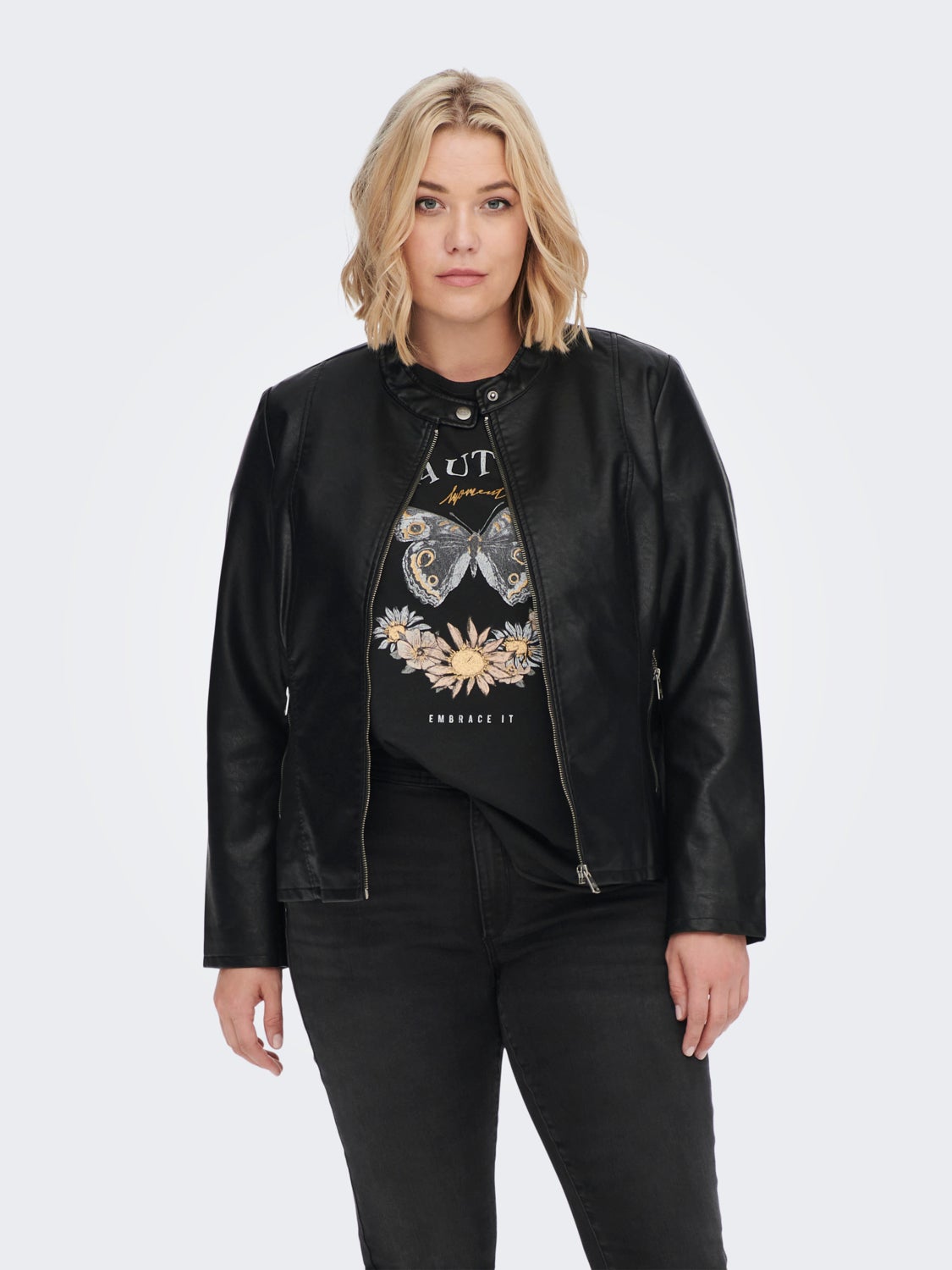 Curvy Faux Leather Jacket
