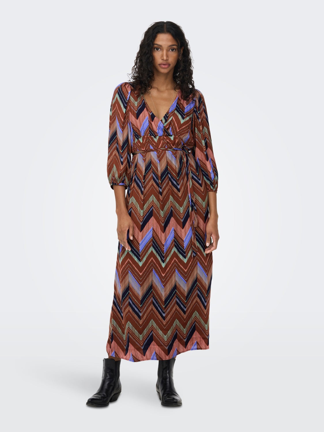 Mama 3/4 sleeved Printed Wrap dress