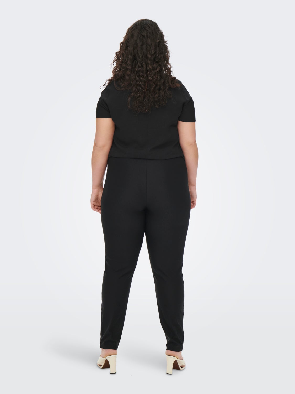 Curvy viscose blend trousers with elastic waist