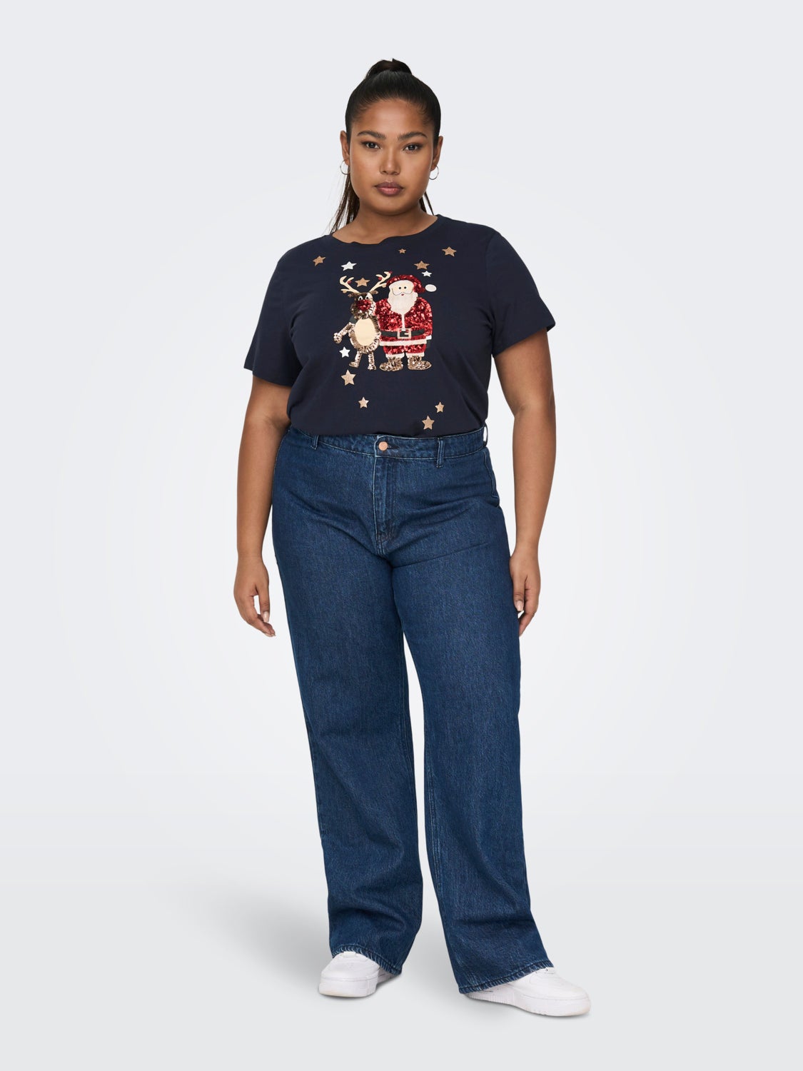 Curvy christmas detailed t-shirt