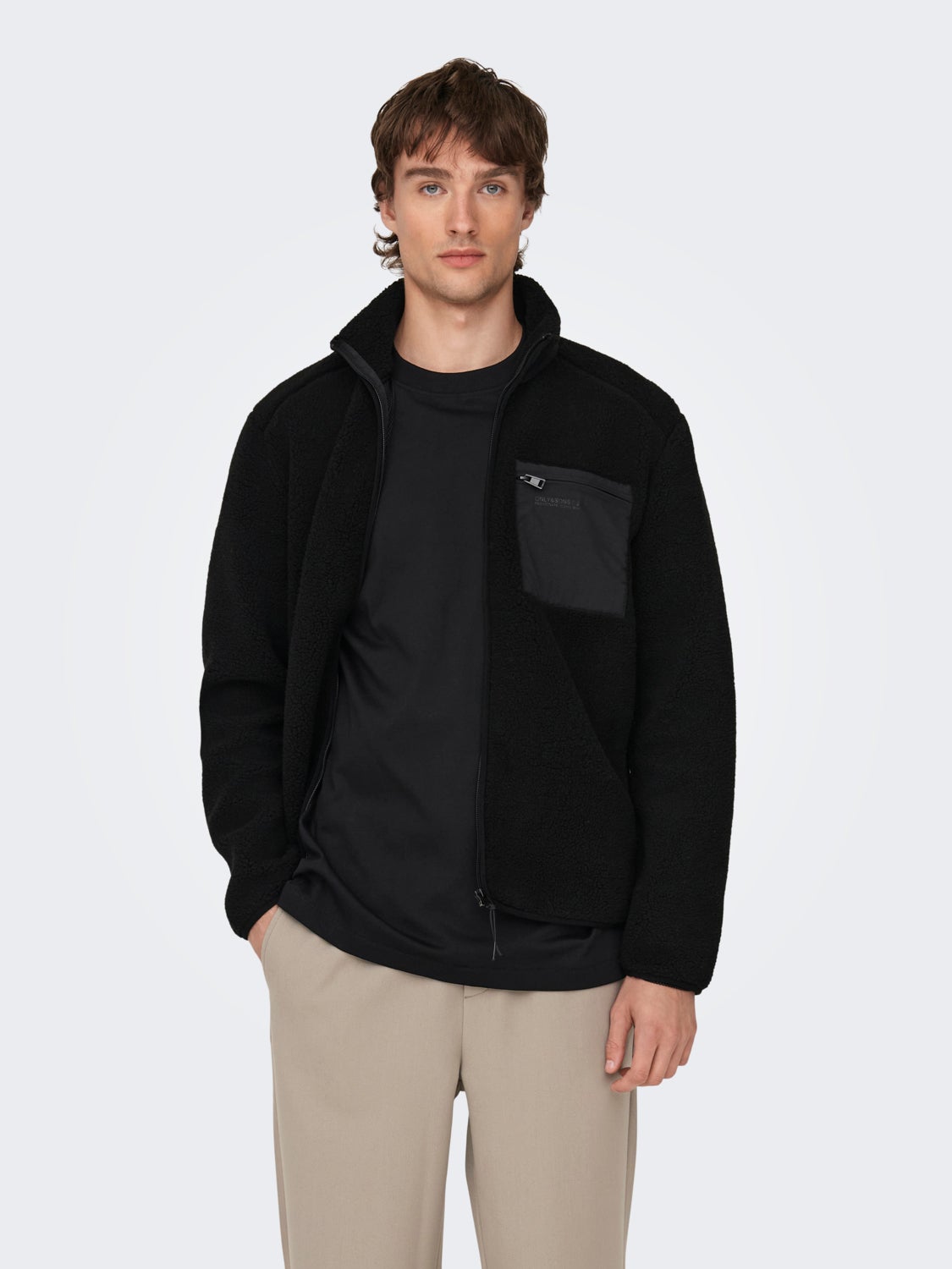 high-neck teddy jacket