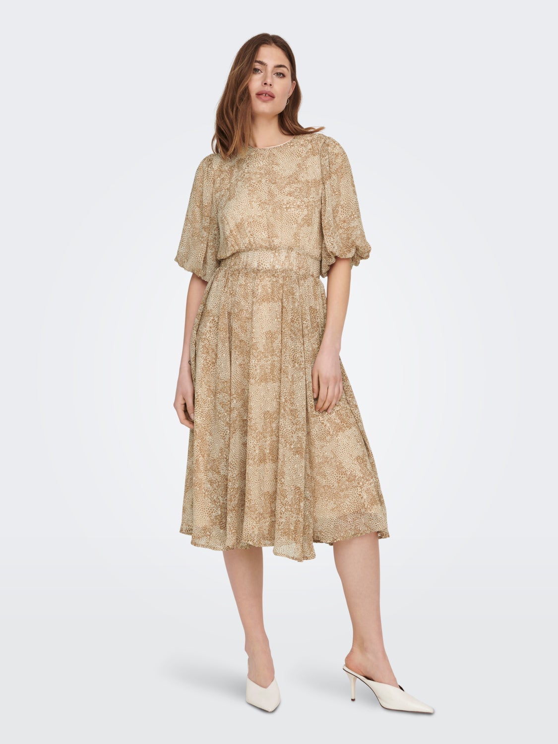 Midi Dress With Balloon Sleeves