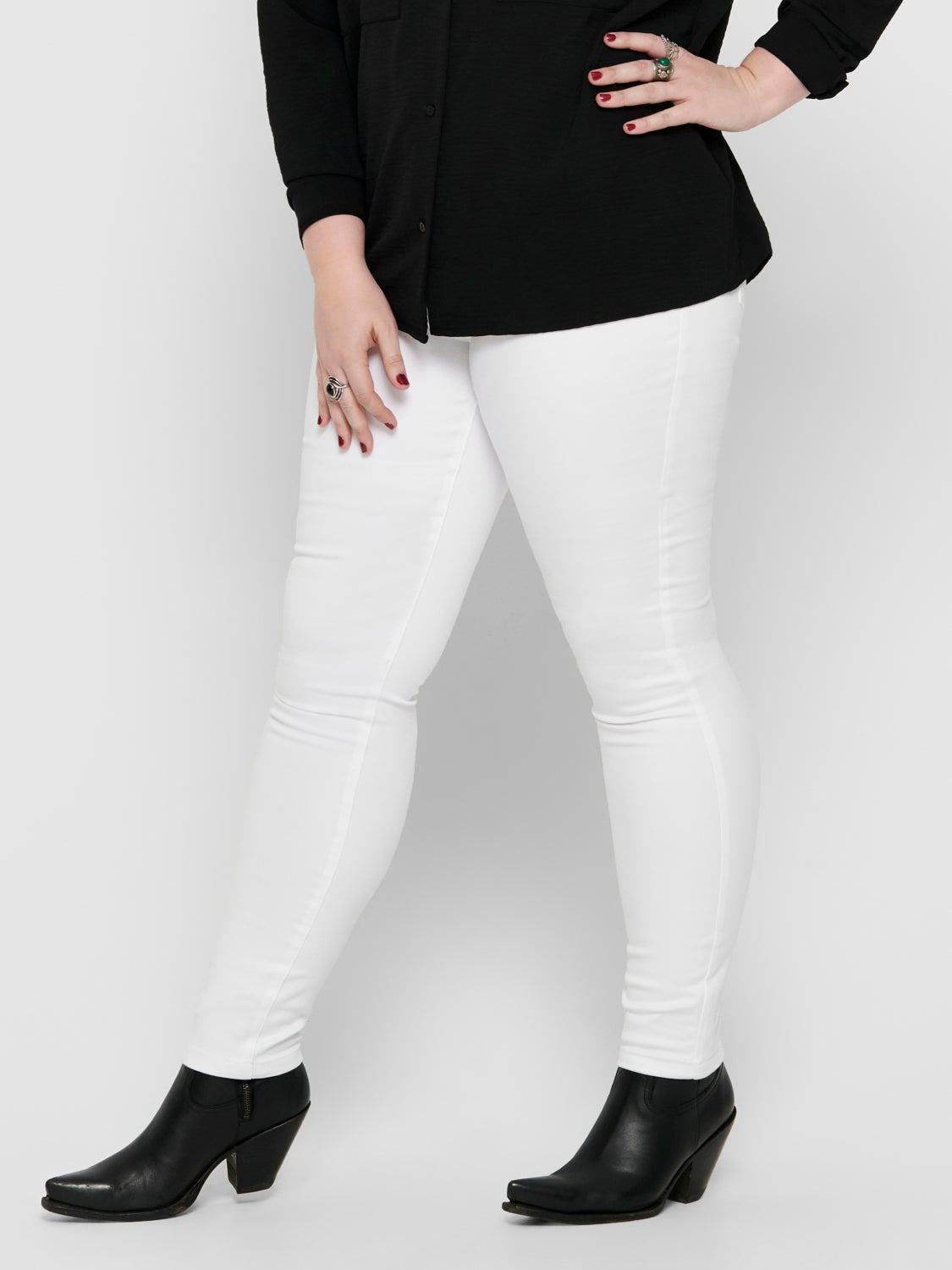 Curvy CarAugusta hw white Skinny fit jeans