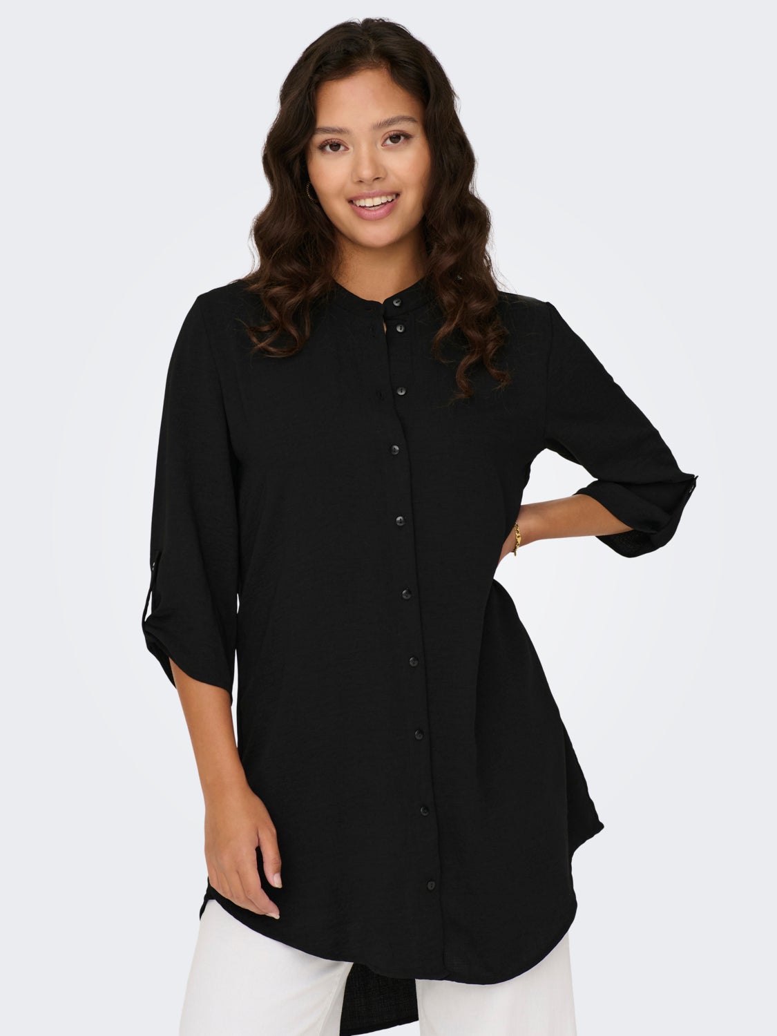 Mini shirt dress with china collar