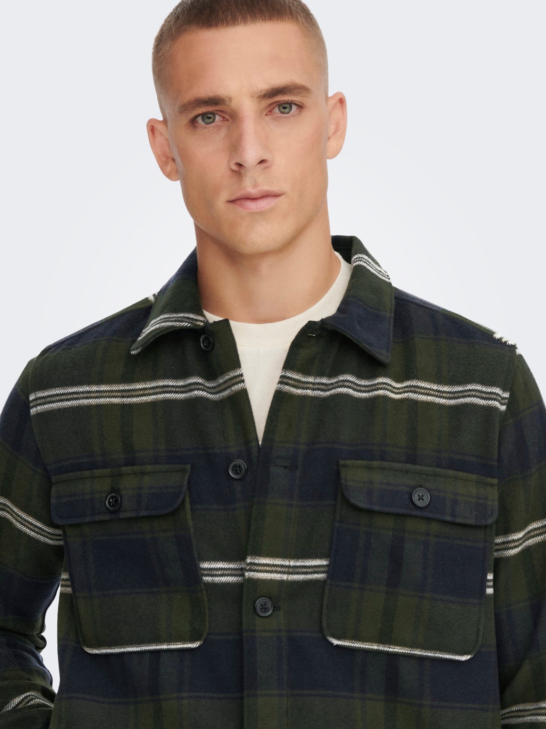Loose Fit Checked twill overshirt