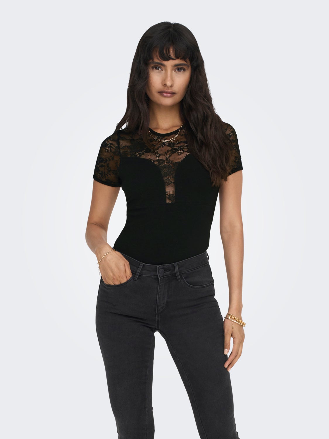 O-neck bodystock with lace