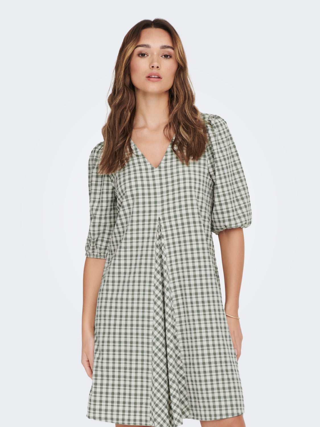 V-Neck Puff Sleeves Dresss