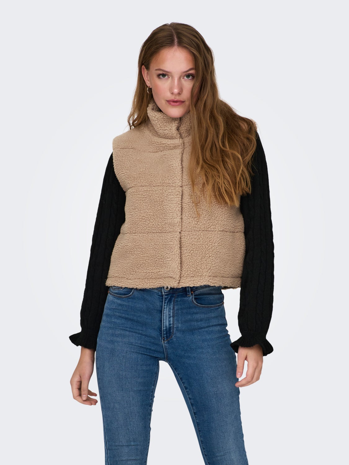 High neck teddy gilet
