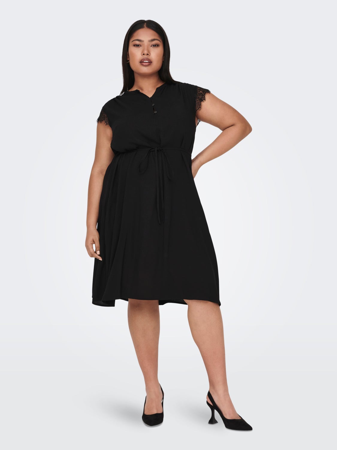 Midi Curvy v-neck viscose dress