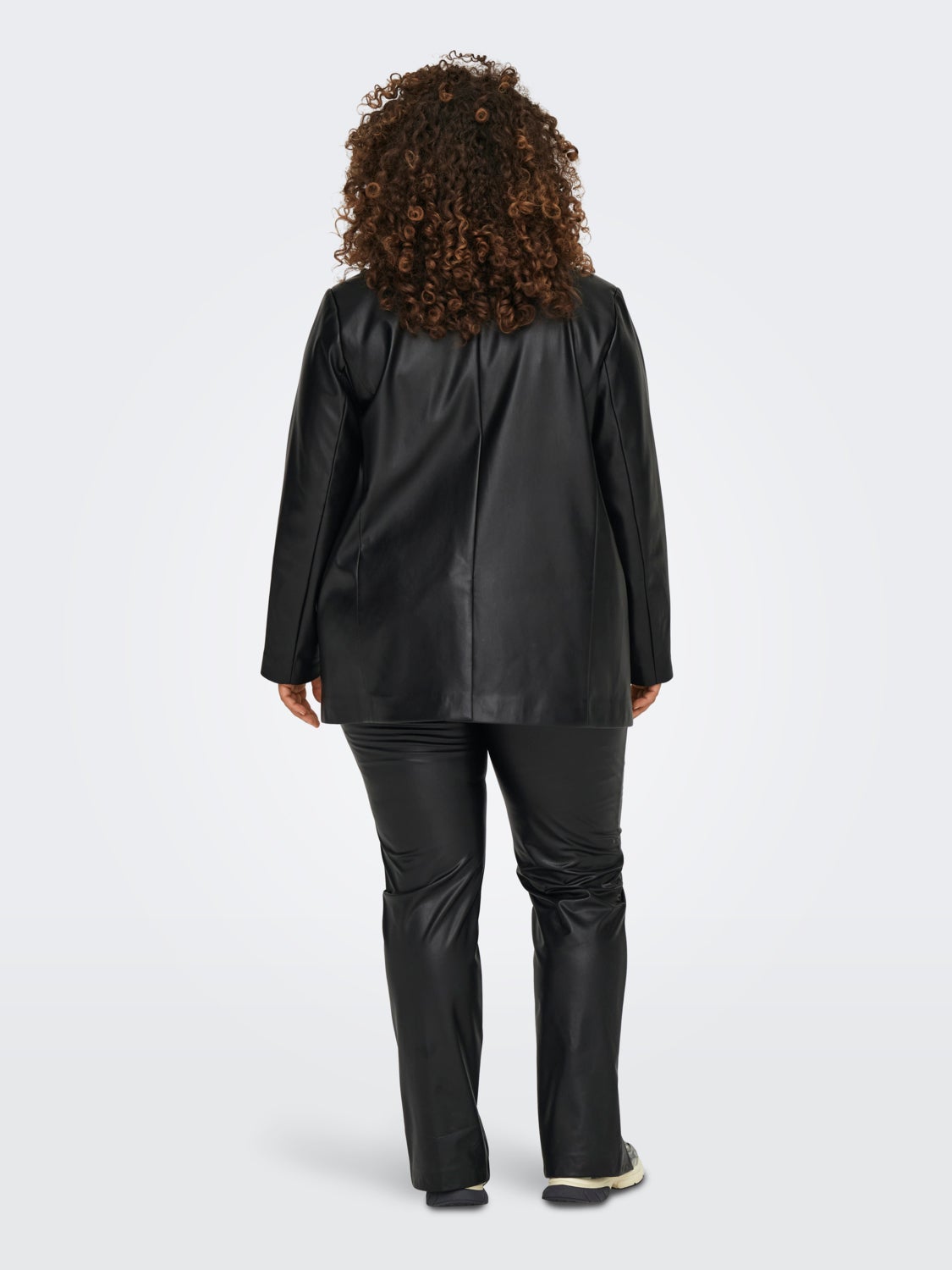 Curvy faux leather blazer