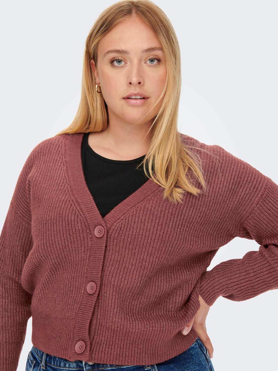 Curvy v-neck Knitted Cardigan