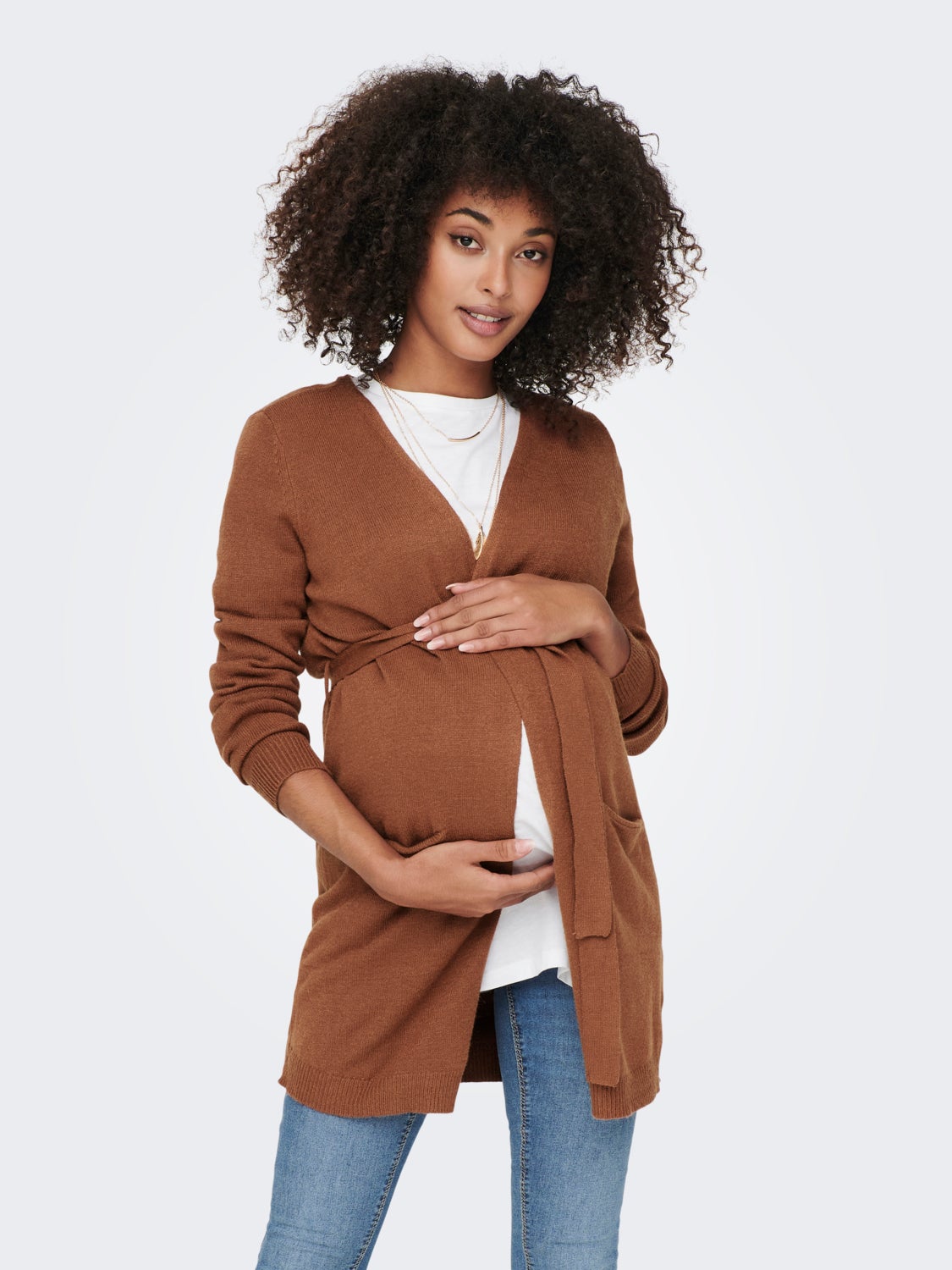Mama Long Belt Knitted Cardigan