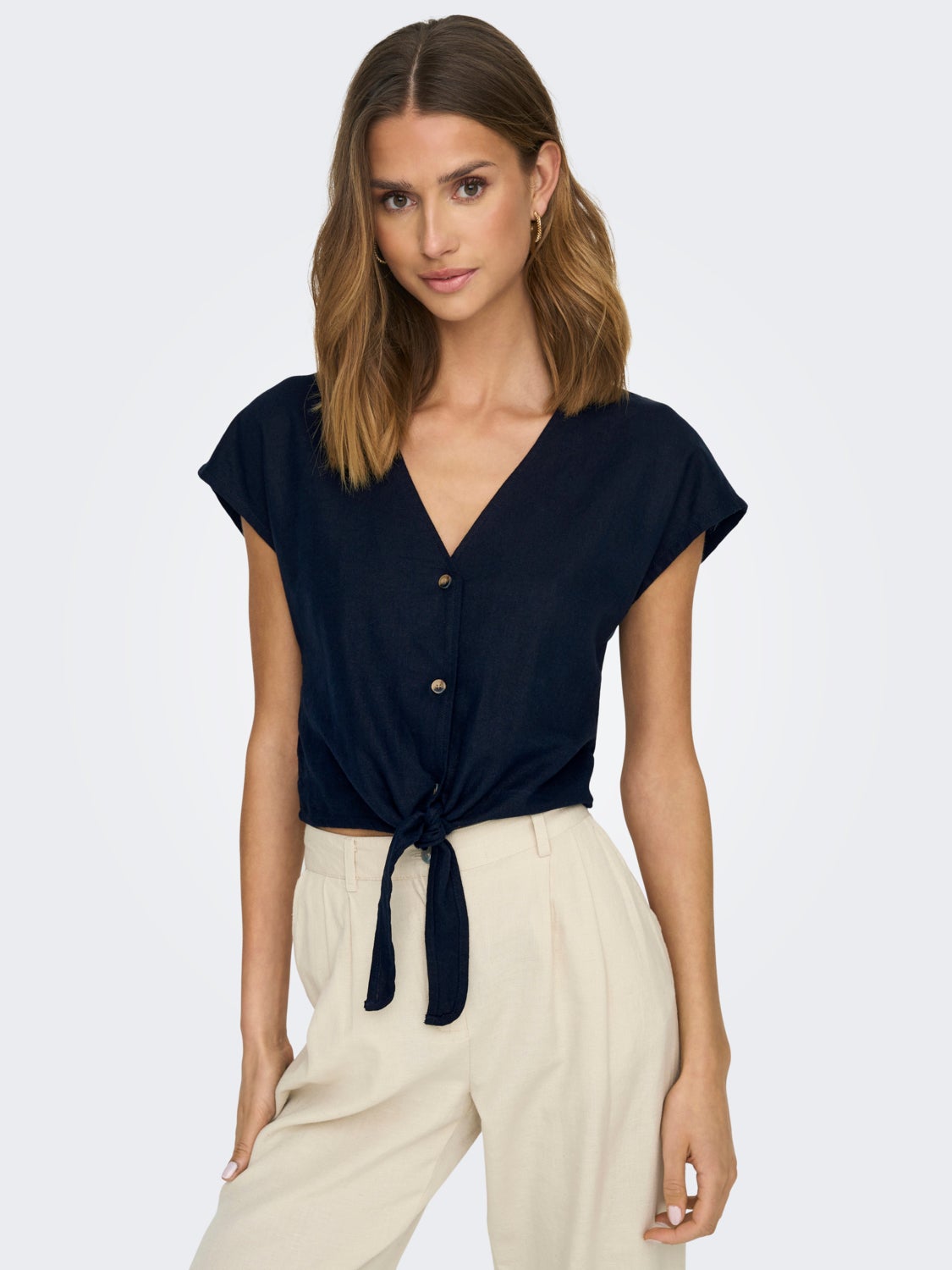 Short Sleeved Shirt With Knot Detail