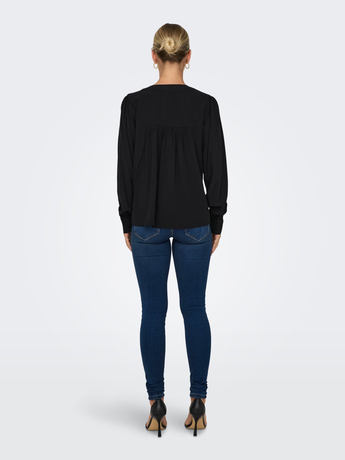 V-neck top with balloon sleeves