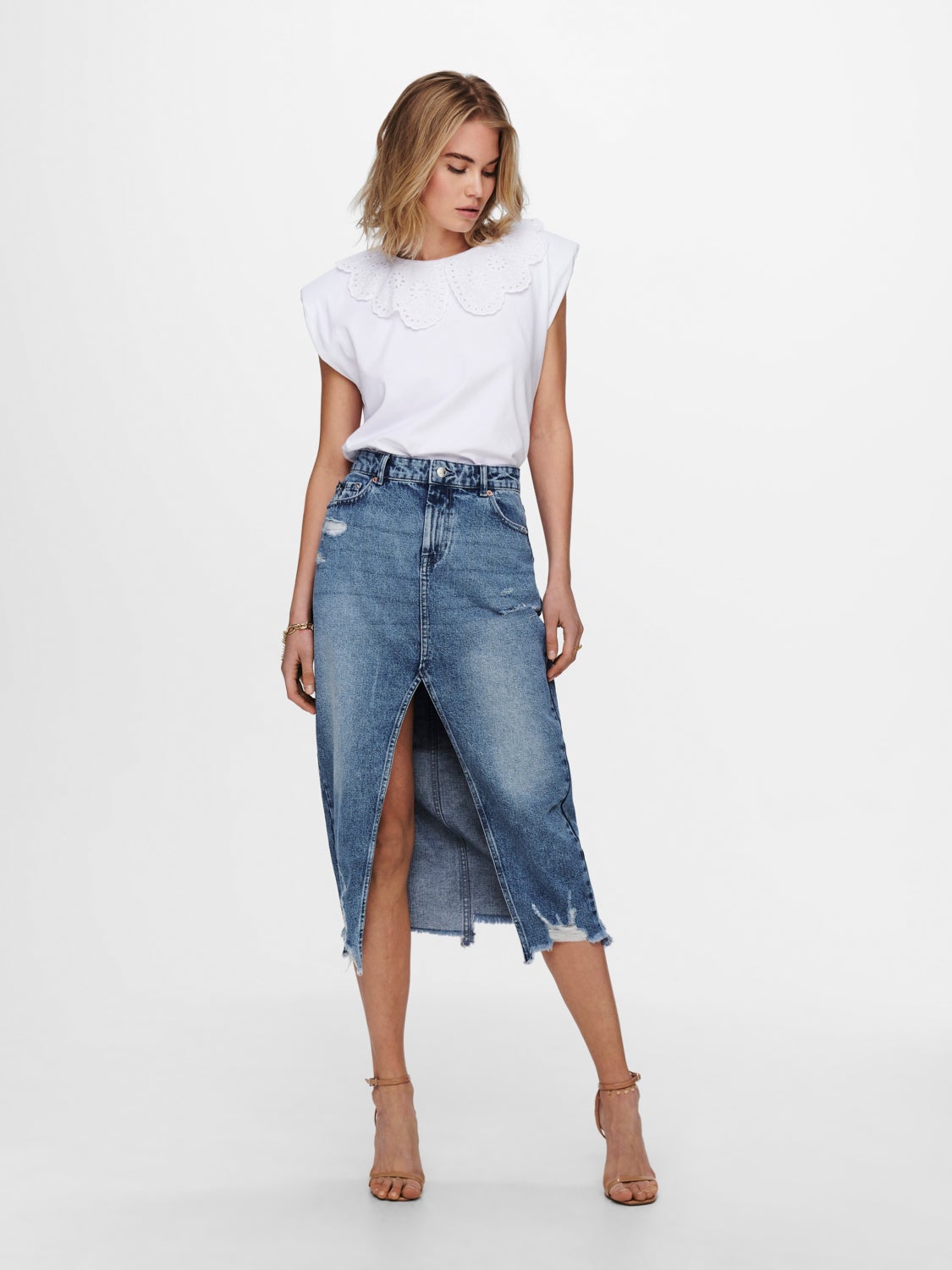 Midi slit Denim skirt