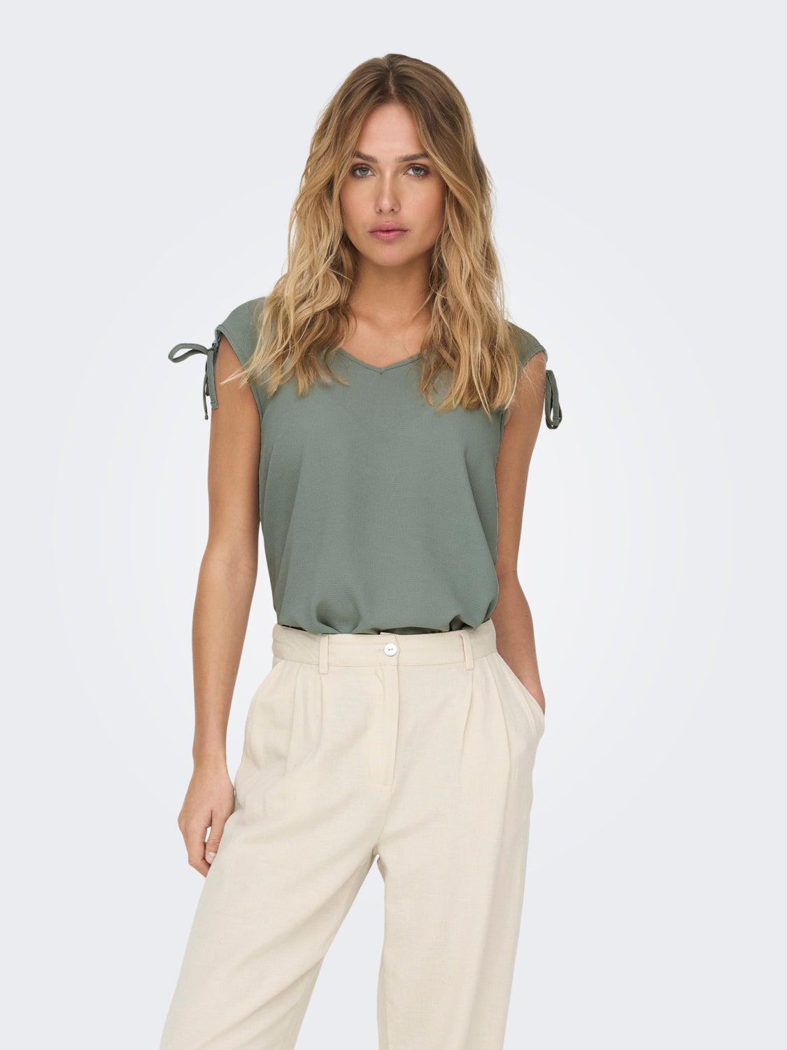 V-Neck Top With Strap Details