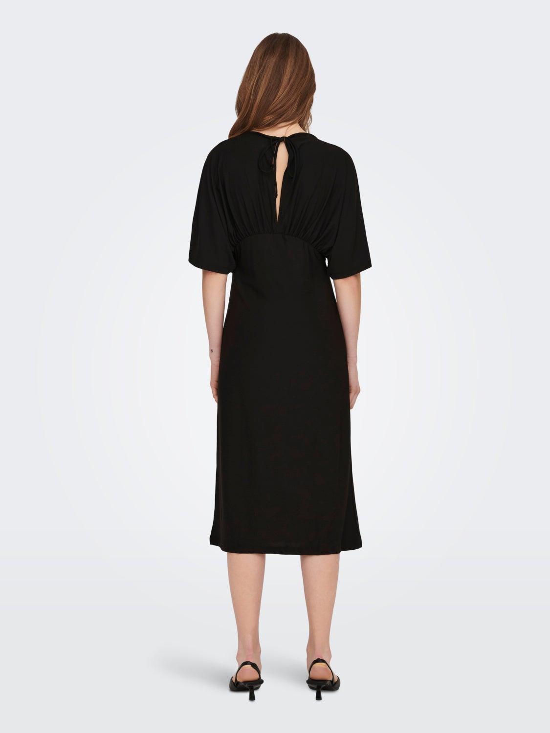 V-Neck Midi Dress With Back Cut Out