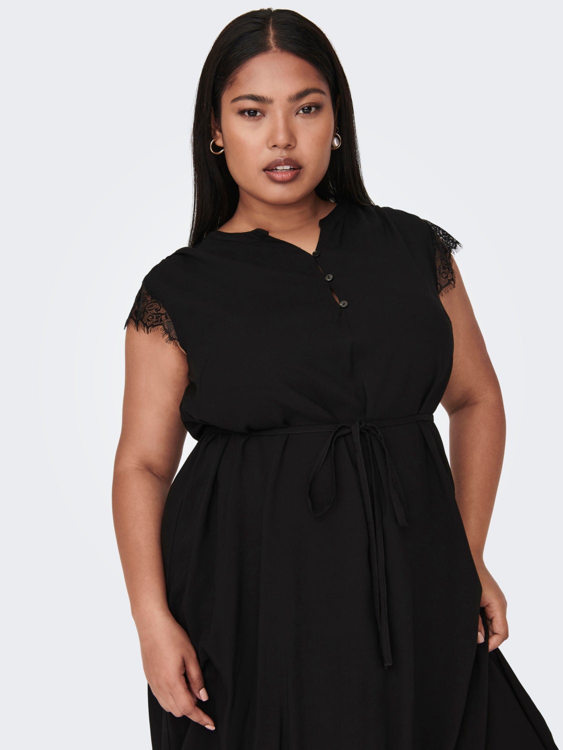 Midi Curvy v-neck viscose dress