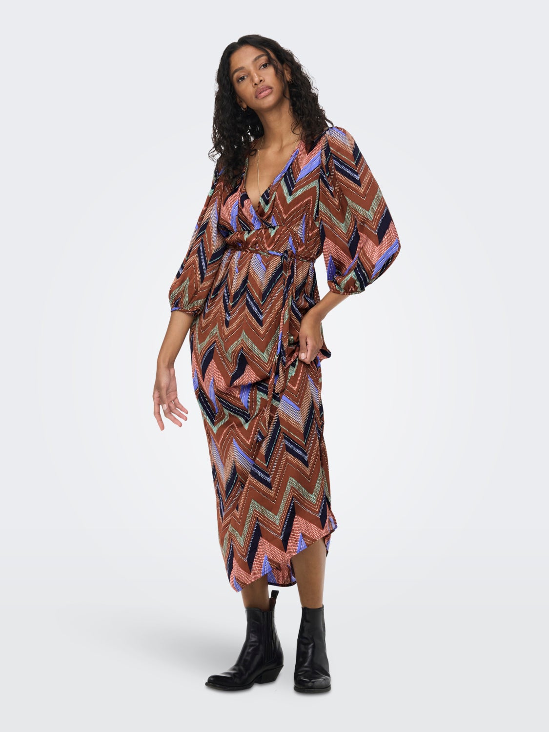 Mama 3/4 sleeved Printed Wrap dress