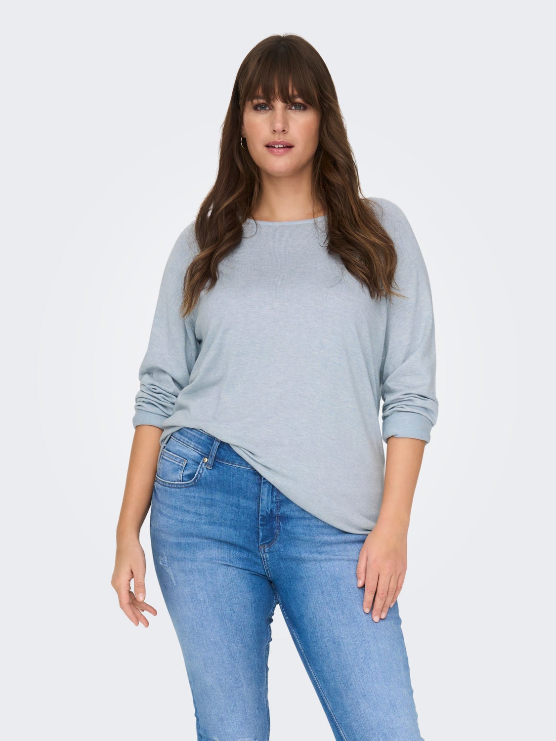 Curvy solid colored Knitted Pullover