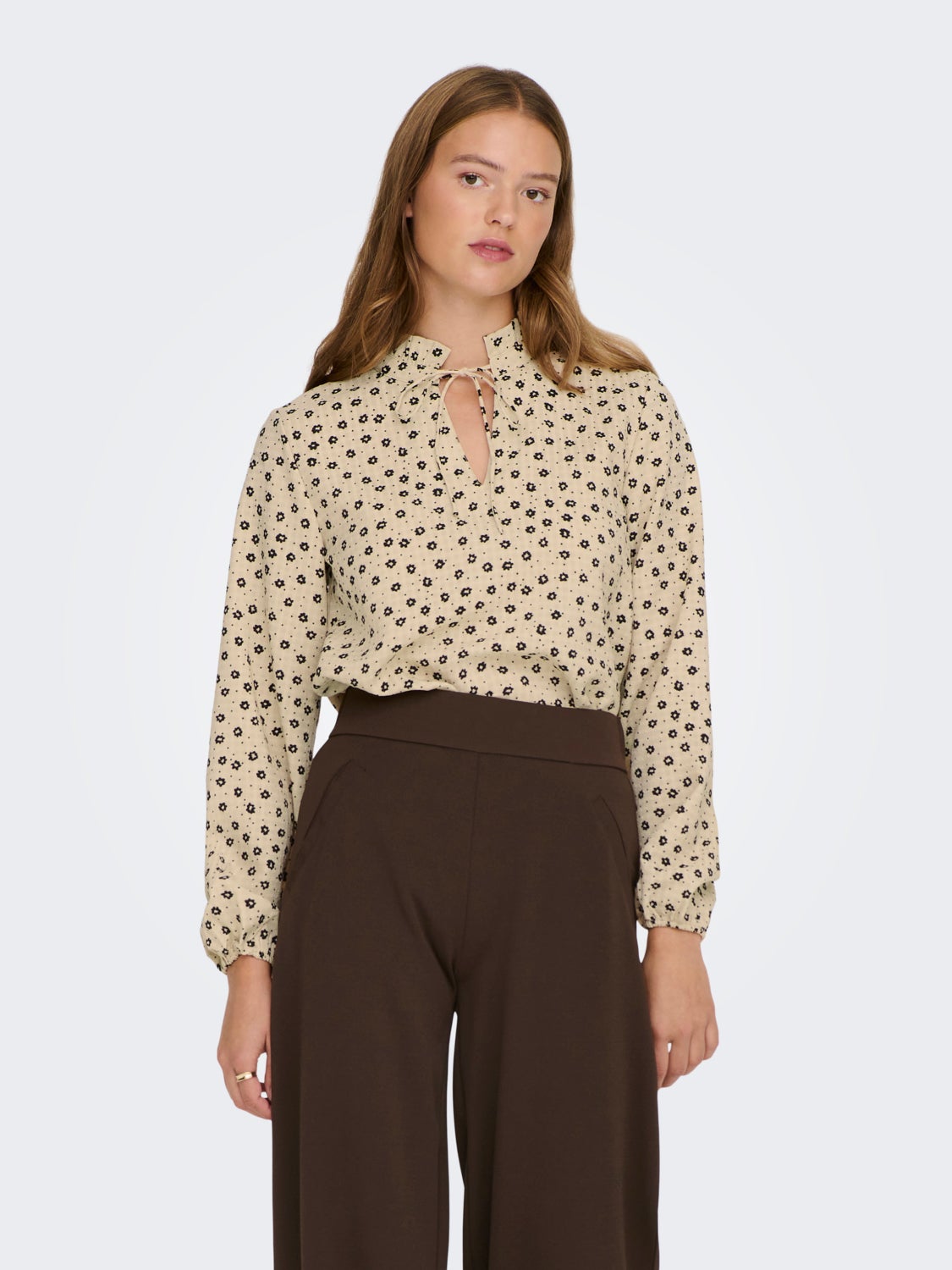 Frill neck Long Sleeved Top