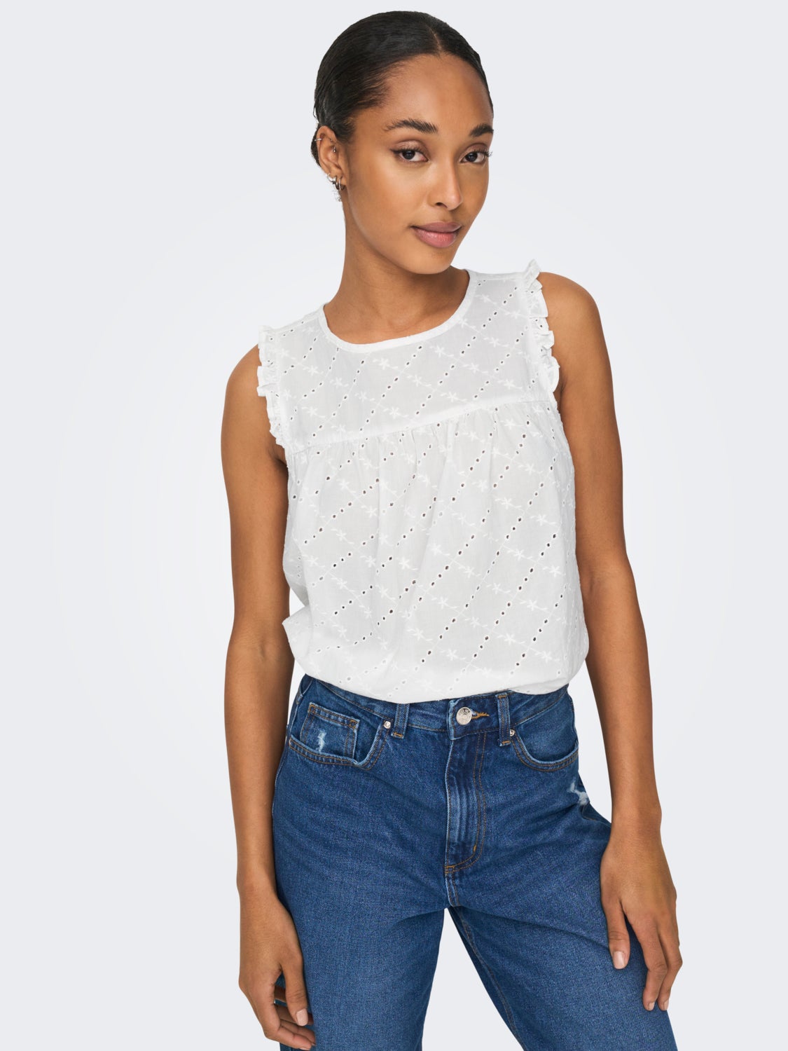 Sleeveless top with lace detail