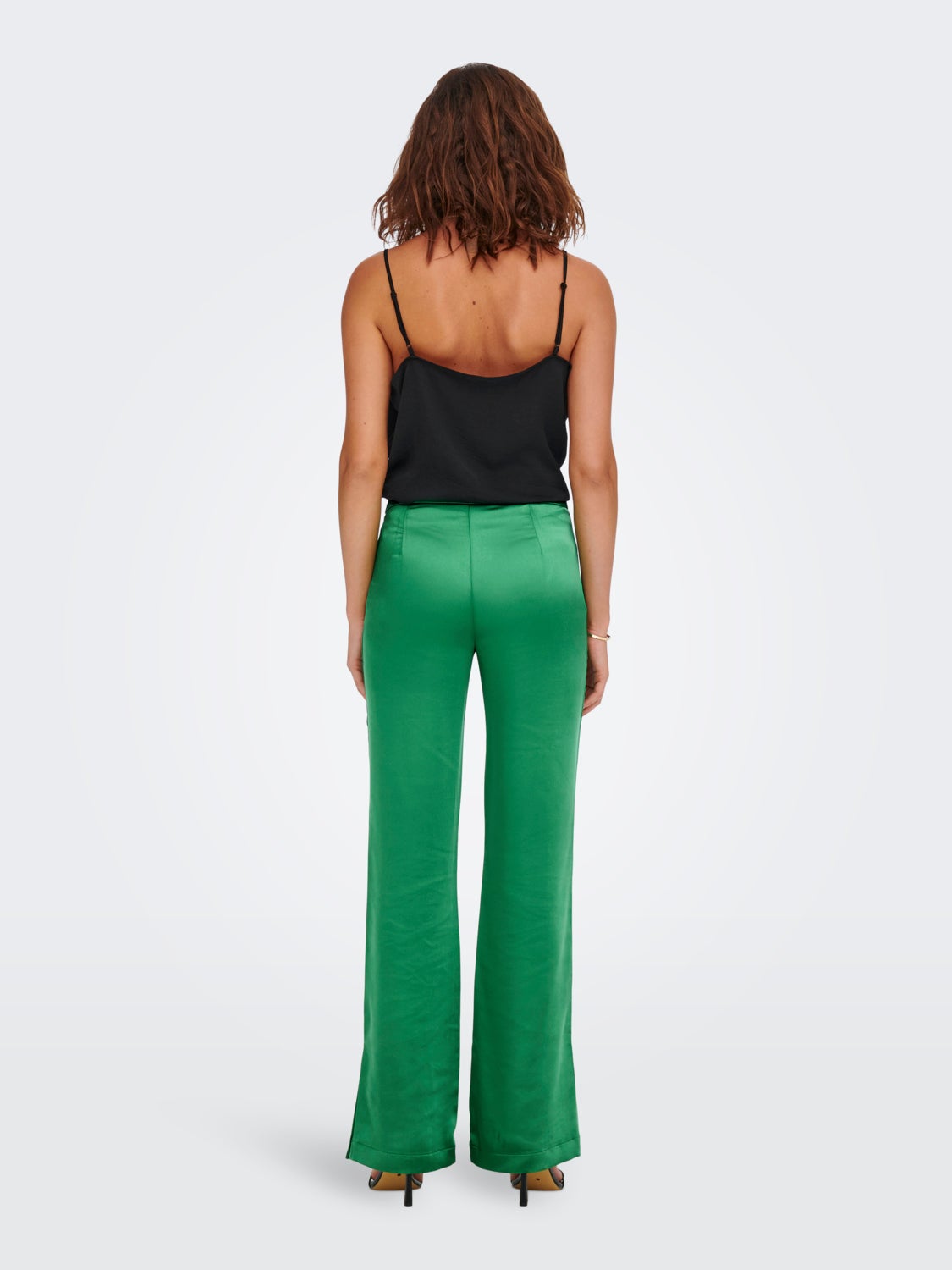 Mid Waist Flared Slit Trousers