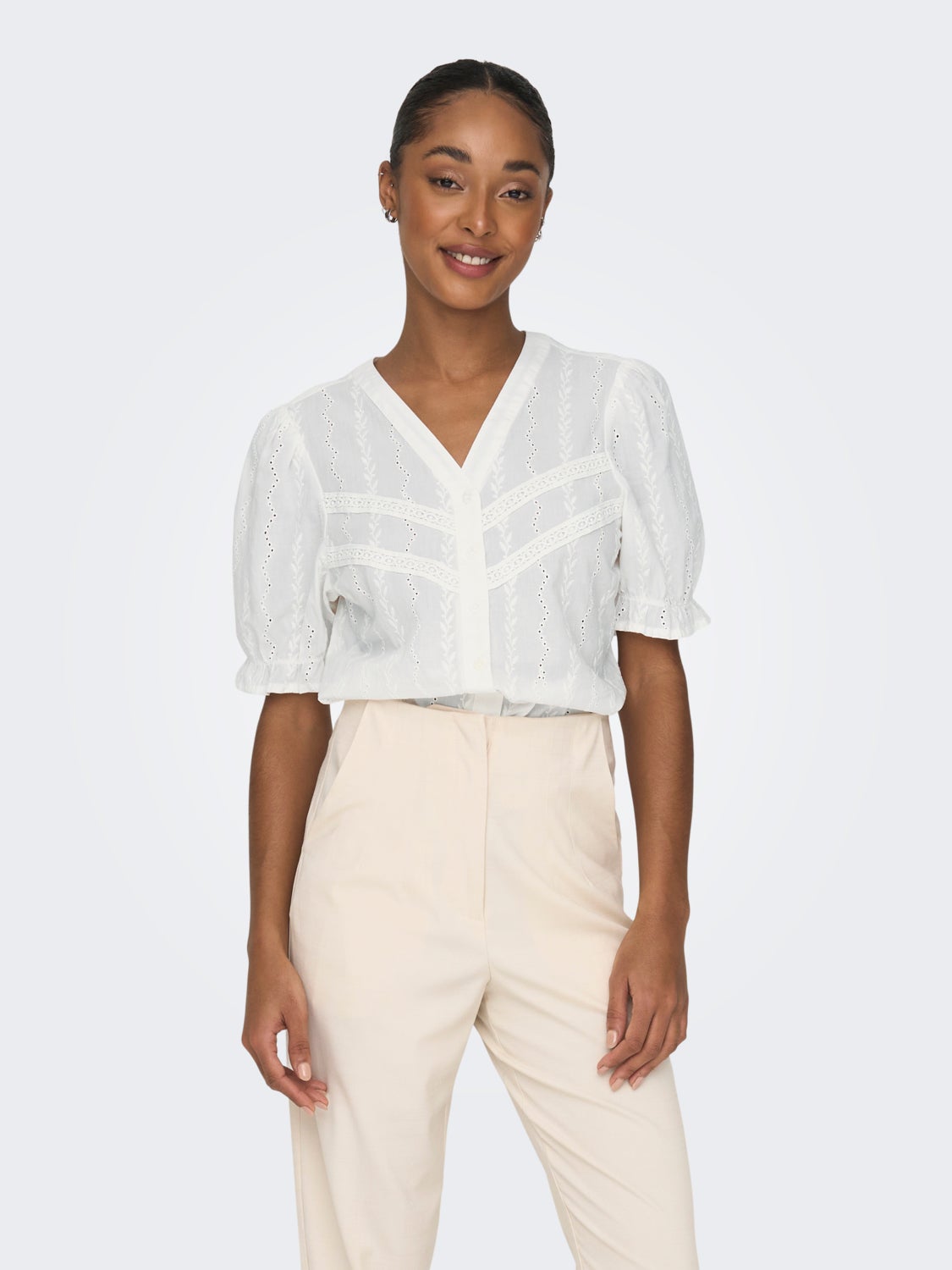 Regular Fit V-Neck Volume sleeves Top