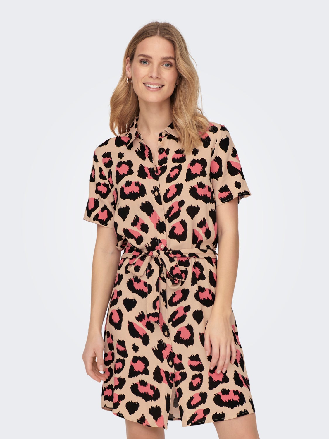 Short Shirt Dress With Tie Belt