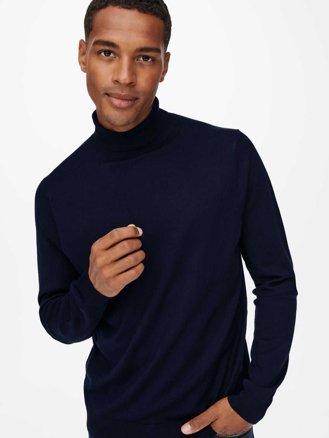Roll neck knitted pullover