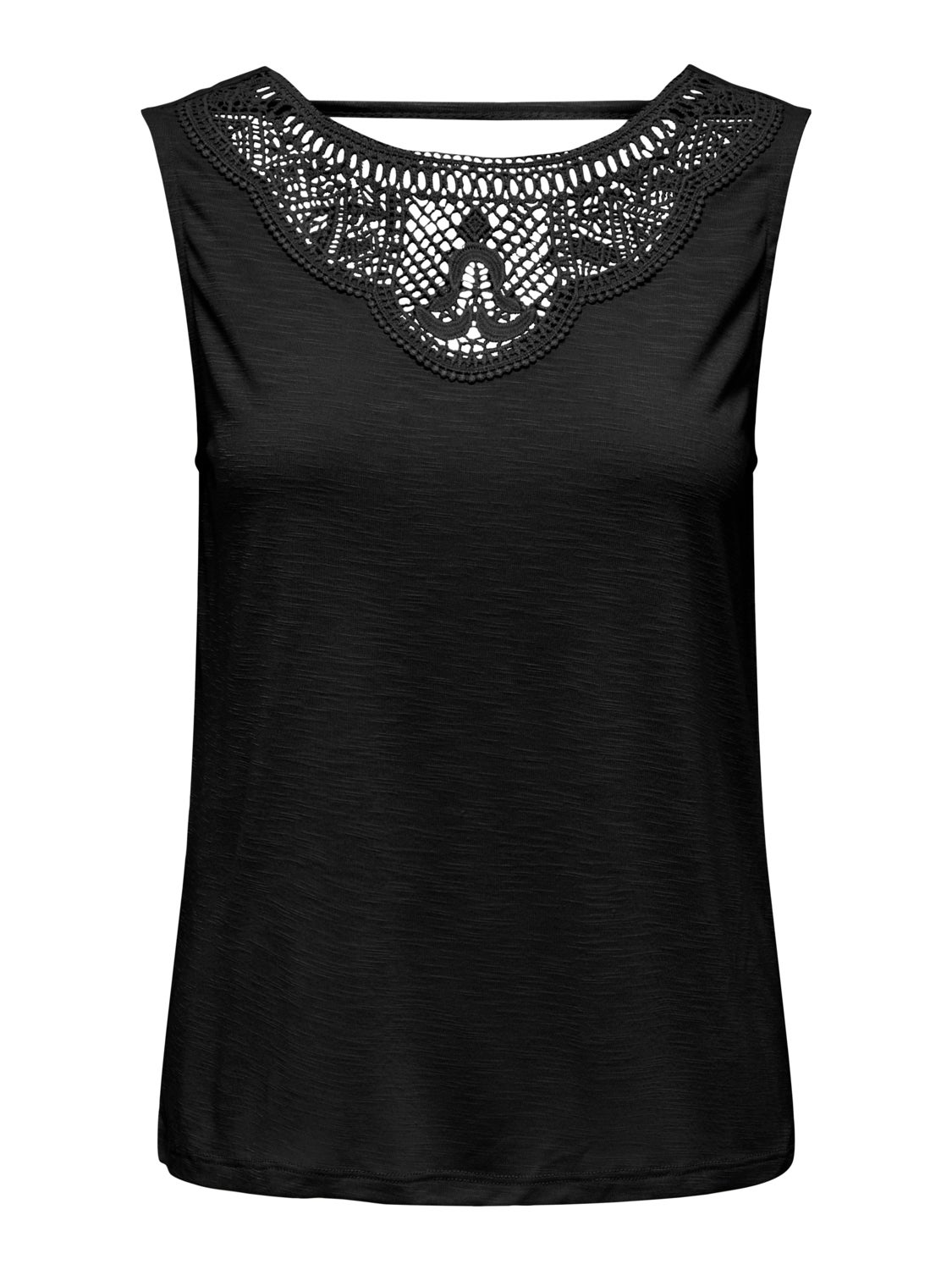 Sleeveless o-neck top with lace detail