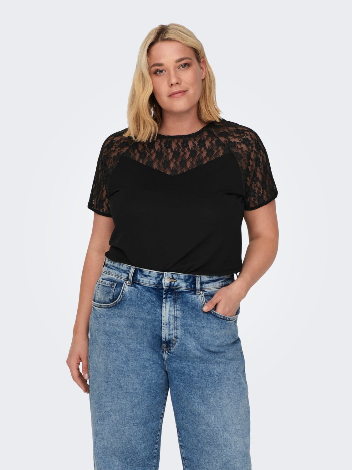 Curvy lace detail top