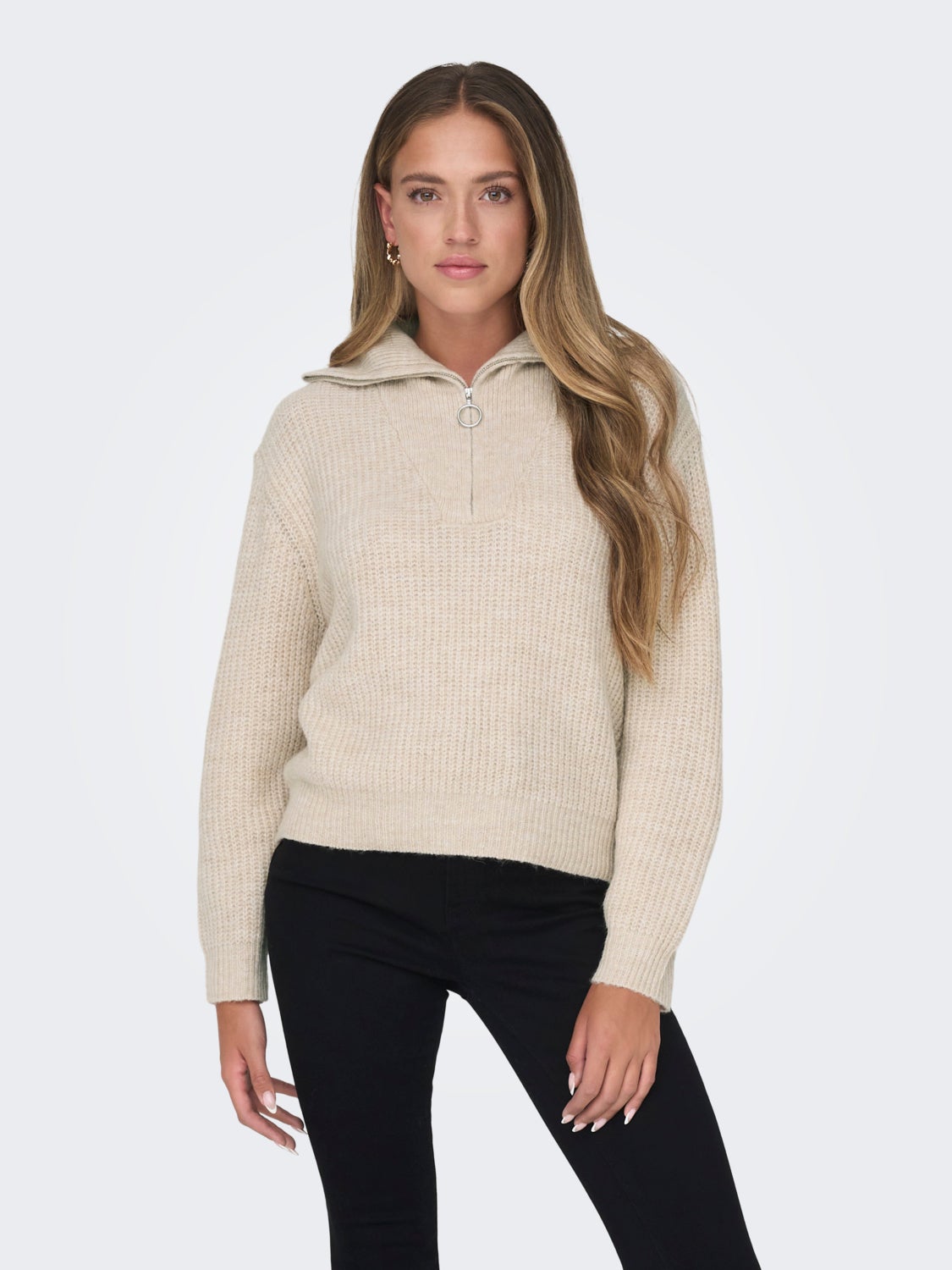 high neck Knitted pullover with zip