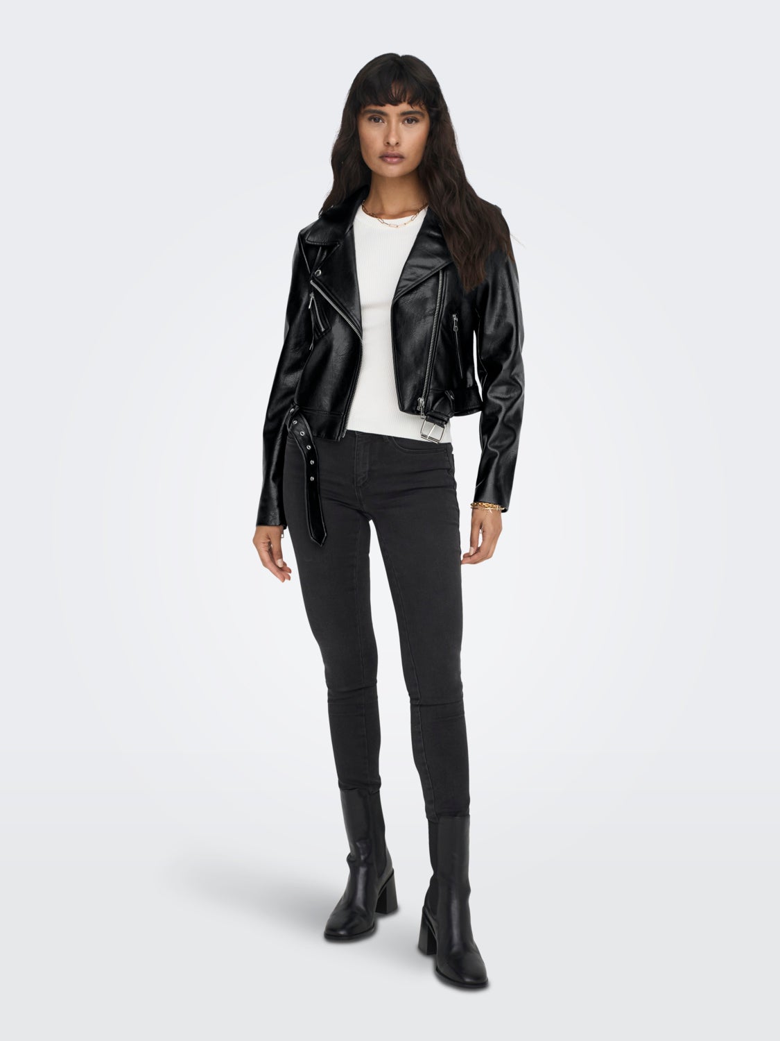 Faux leather biker jacket