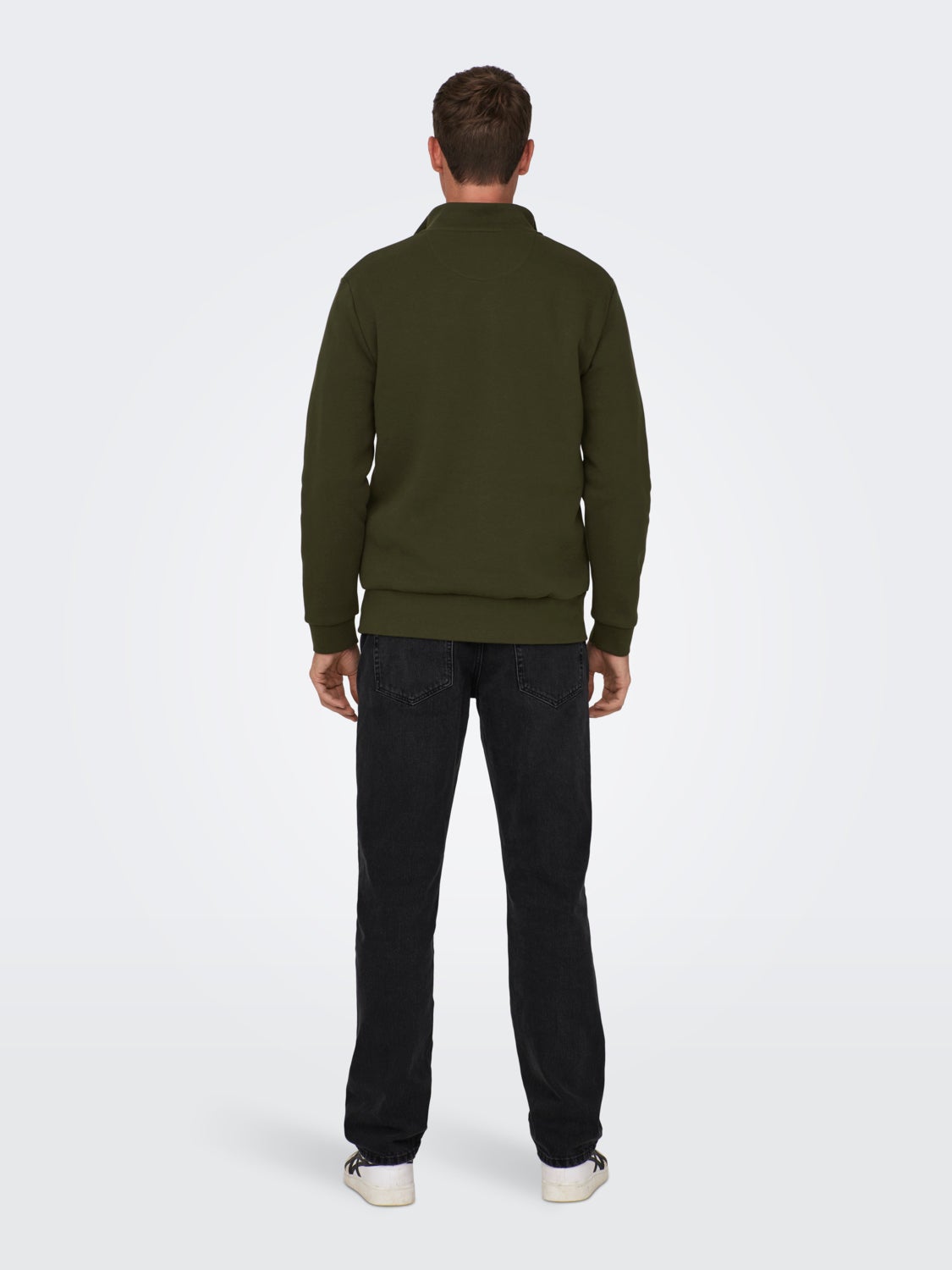 high-neck sweatshirt