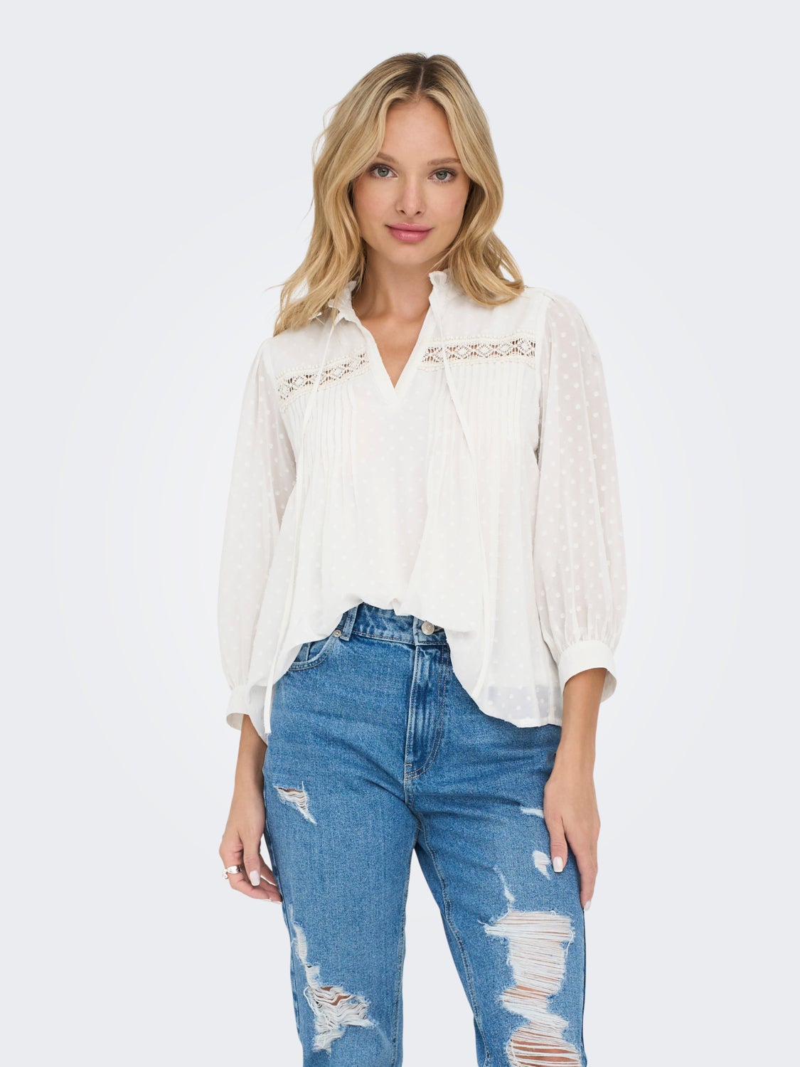 Detailed top with high neck