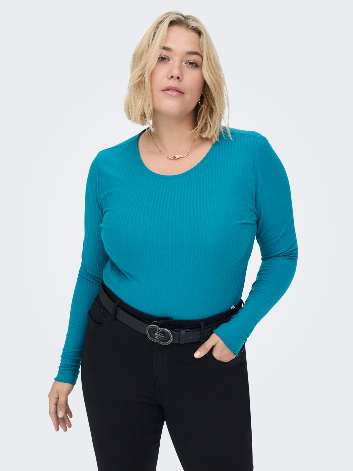 Curvy rib Long Sleeved Top